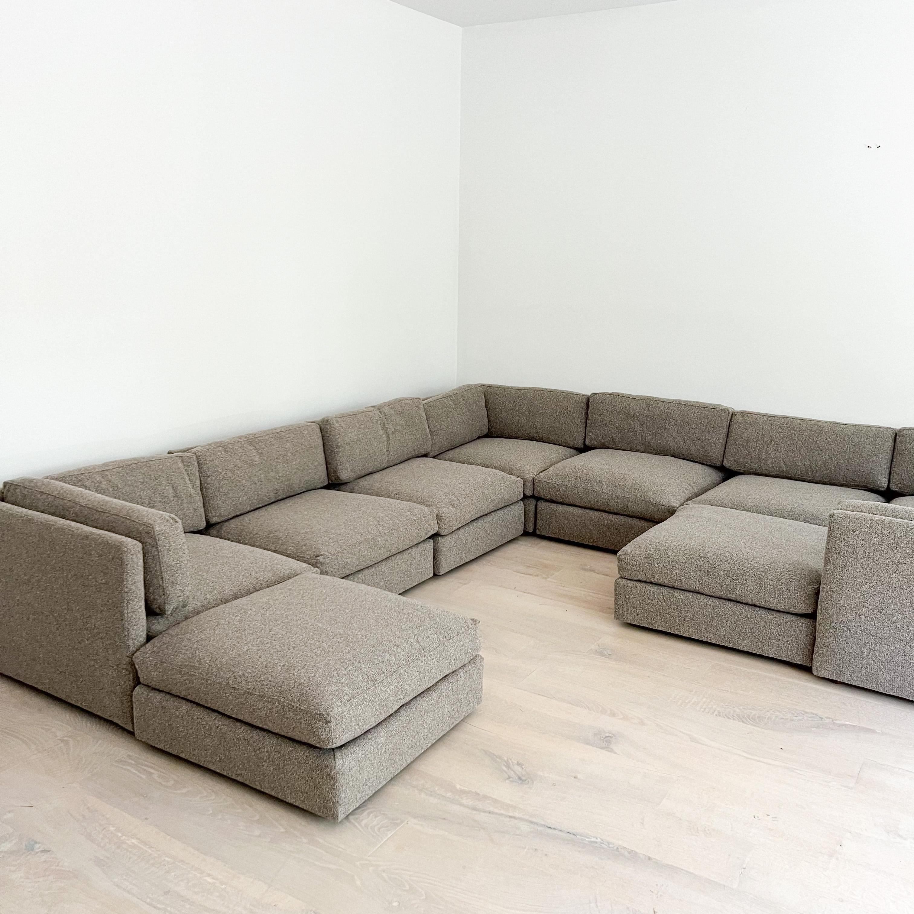 Milo Baughman Attributed 10 Piece Modular Sectional Sofa, New Upholstery 7