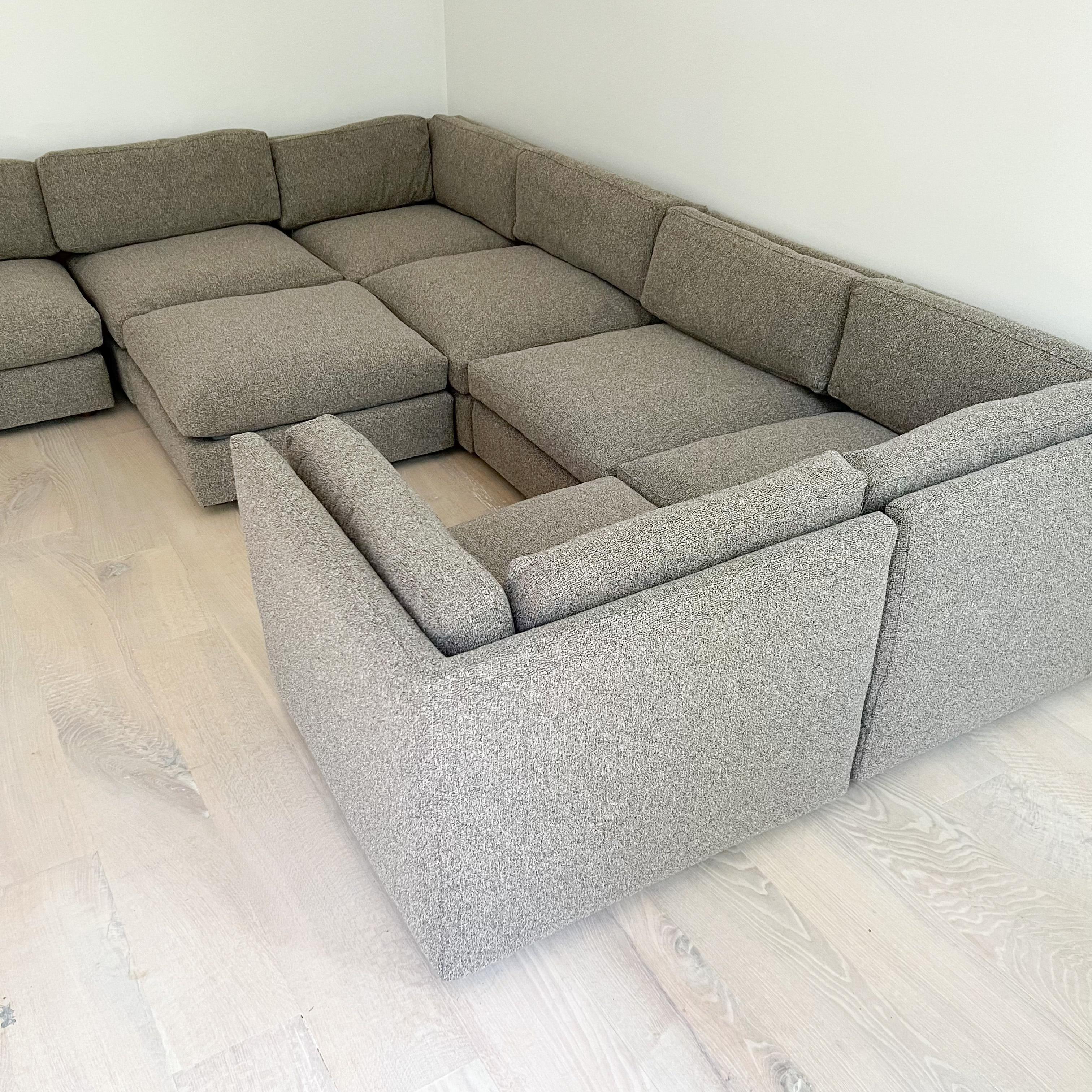 Milo Baughman Attributed 10 Piece Modular Sectional Sofa, New Upholstery 9