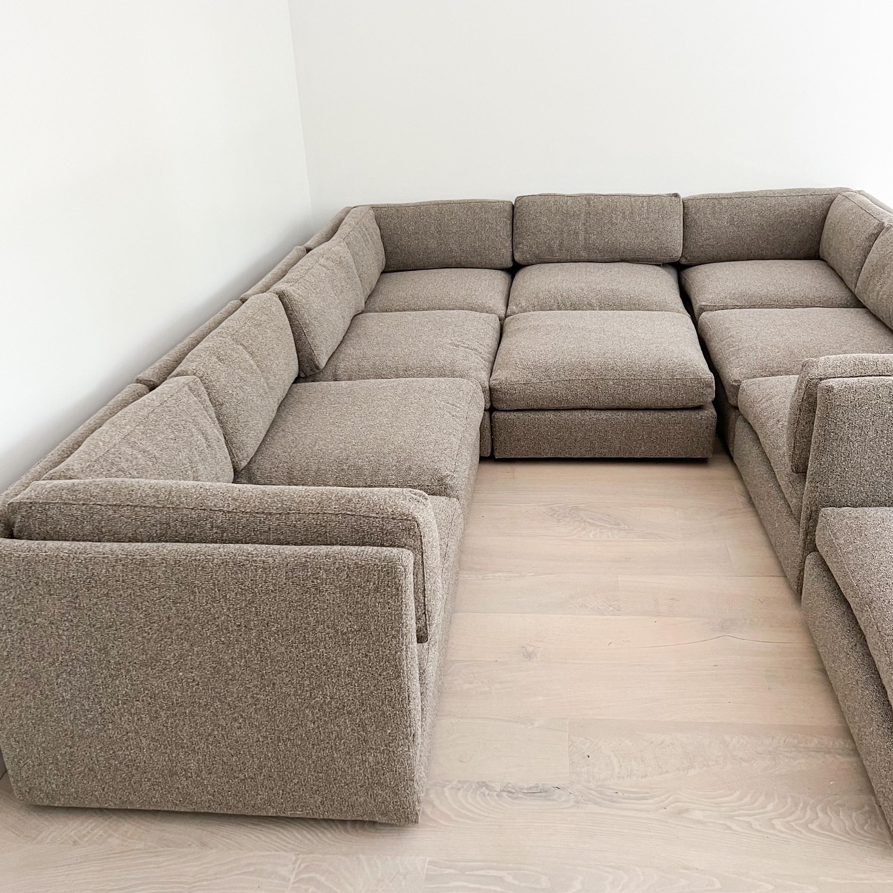 Milo Baughman Attributed 10 Piece Modular Sectional Sofa, New Upholstery 10