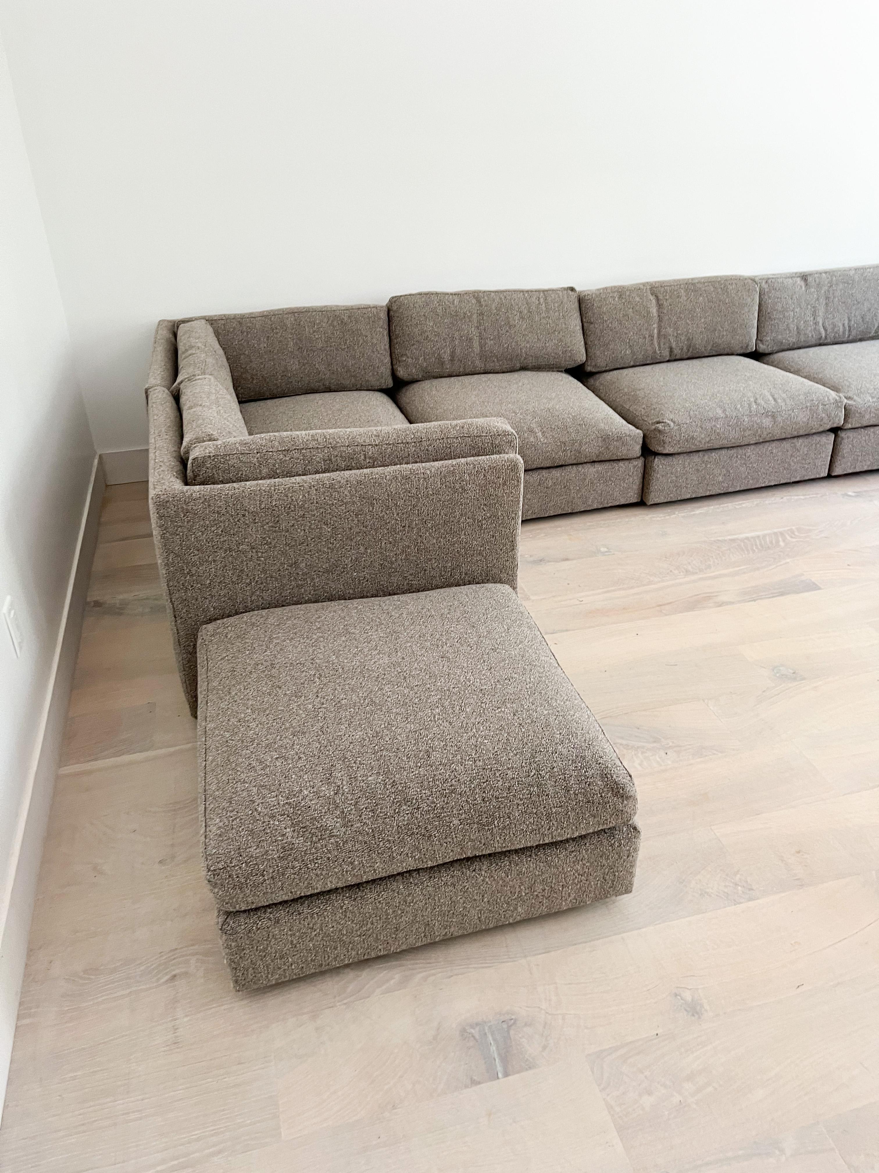 Milo Baughman Attributed 10 Piece Modular Sectional Sofa, New Upholstery 13