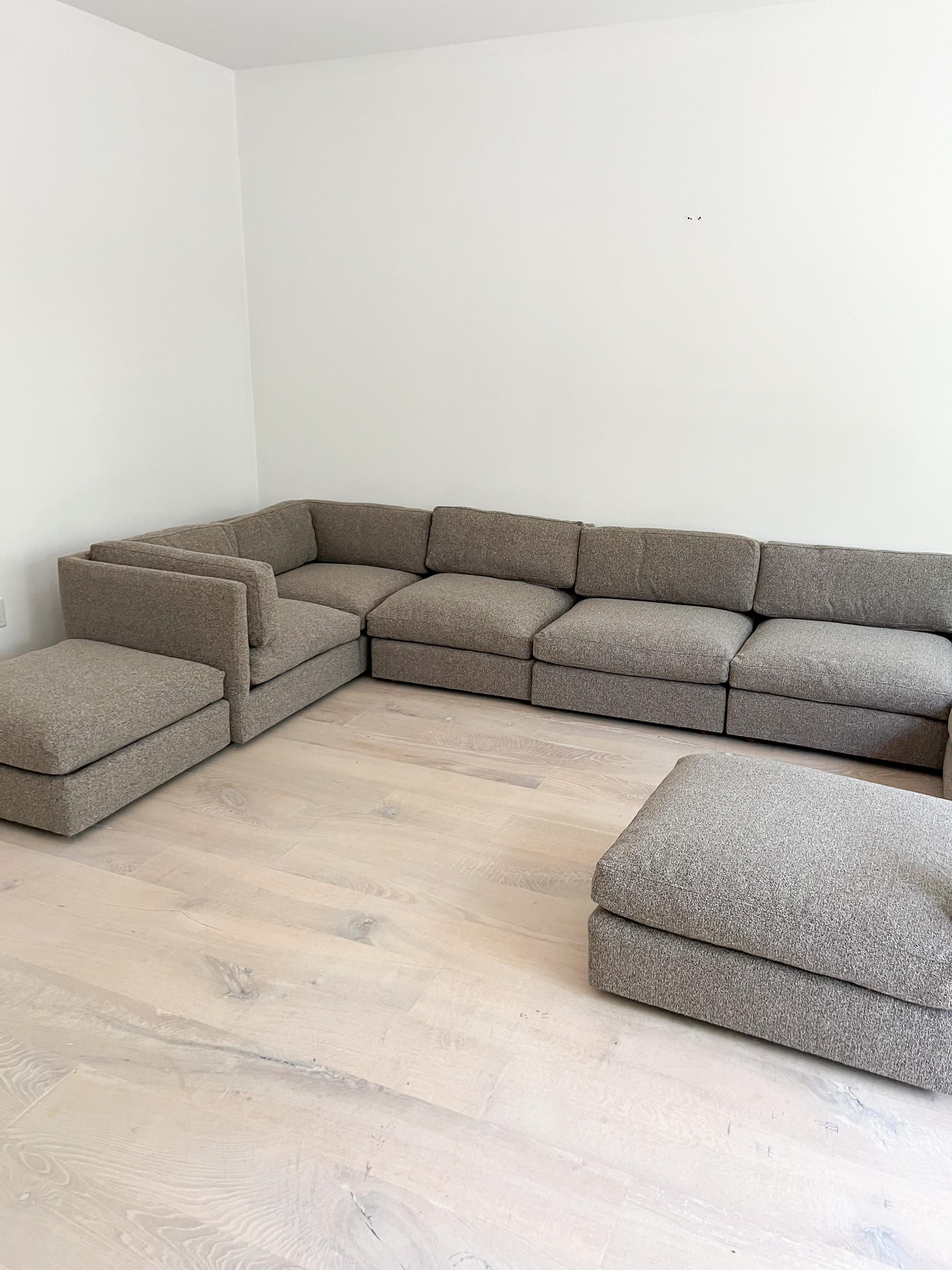 Milo Baughman Attributed 10 Piece Modular Sectional Sofa, New Upholstery 15