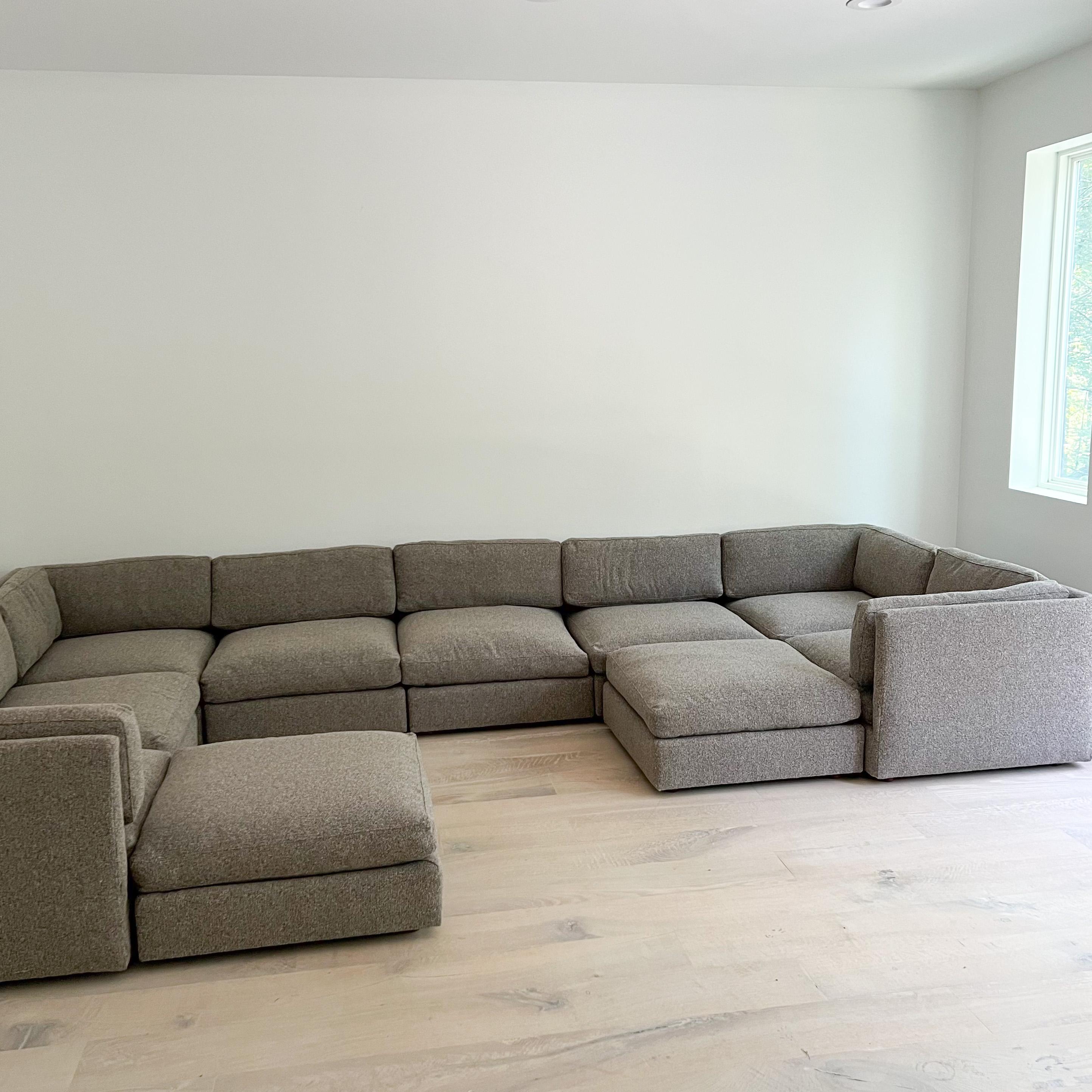 Mid-Century Modern Milo Baughman Attributed 10 Piece Modular Sectional Sofa, New Upholstery