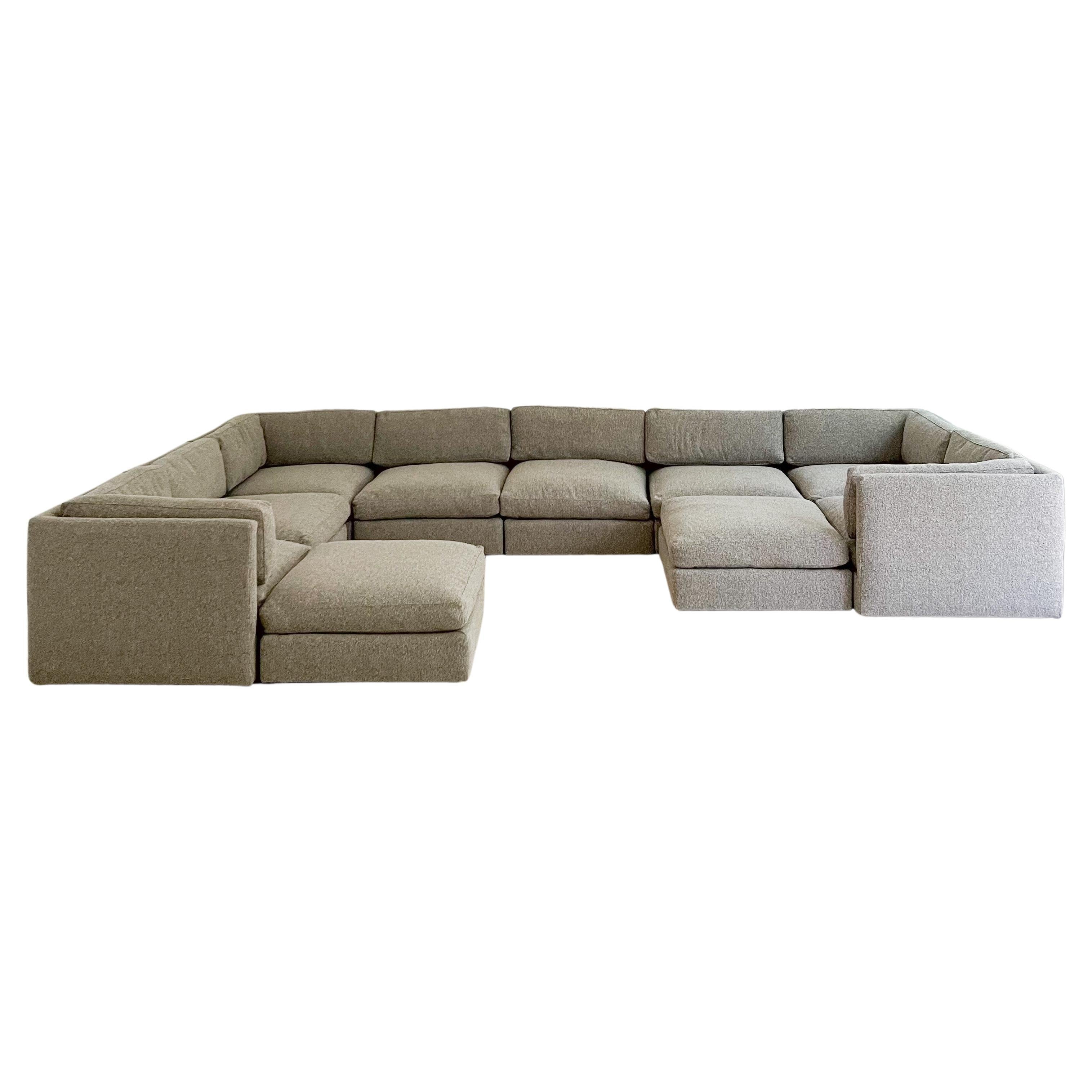Milo Baughman Attributed 10 Piece Modular Sectional Sofa, New Upholstery