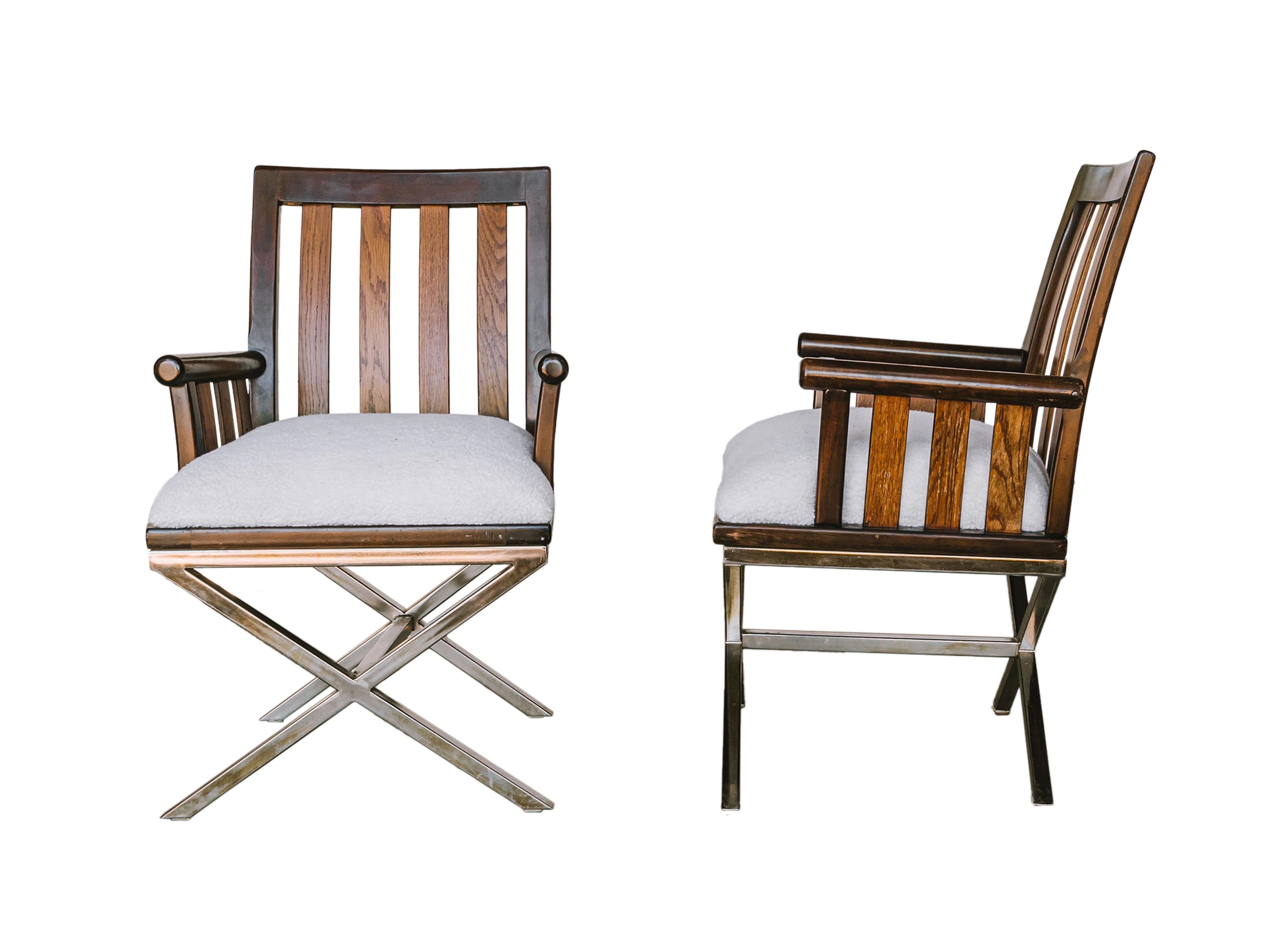 Milo Baughman zugeschrieben Direktor Stuhl Esszimmerstühle , Satz von 6 (Metall) im Angebot