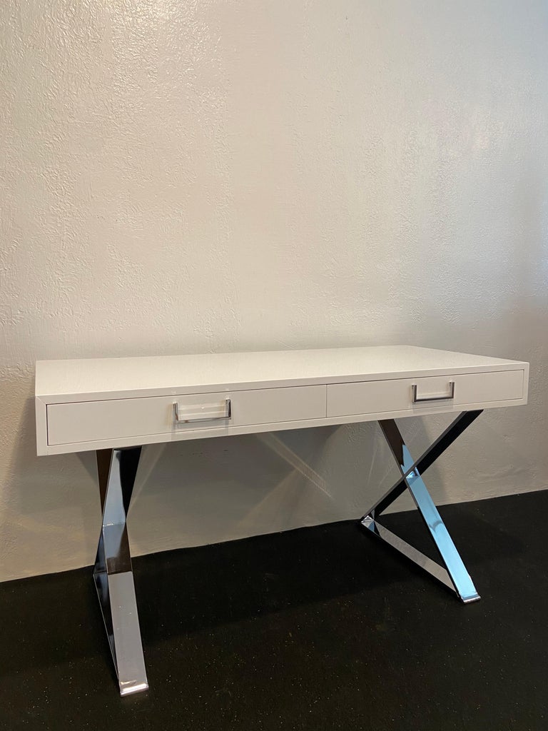 Mid-Century Modern Milo Baughman Attributed Lacquered Desk For Sale