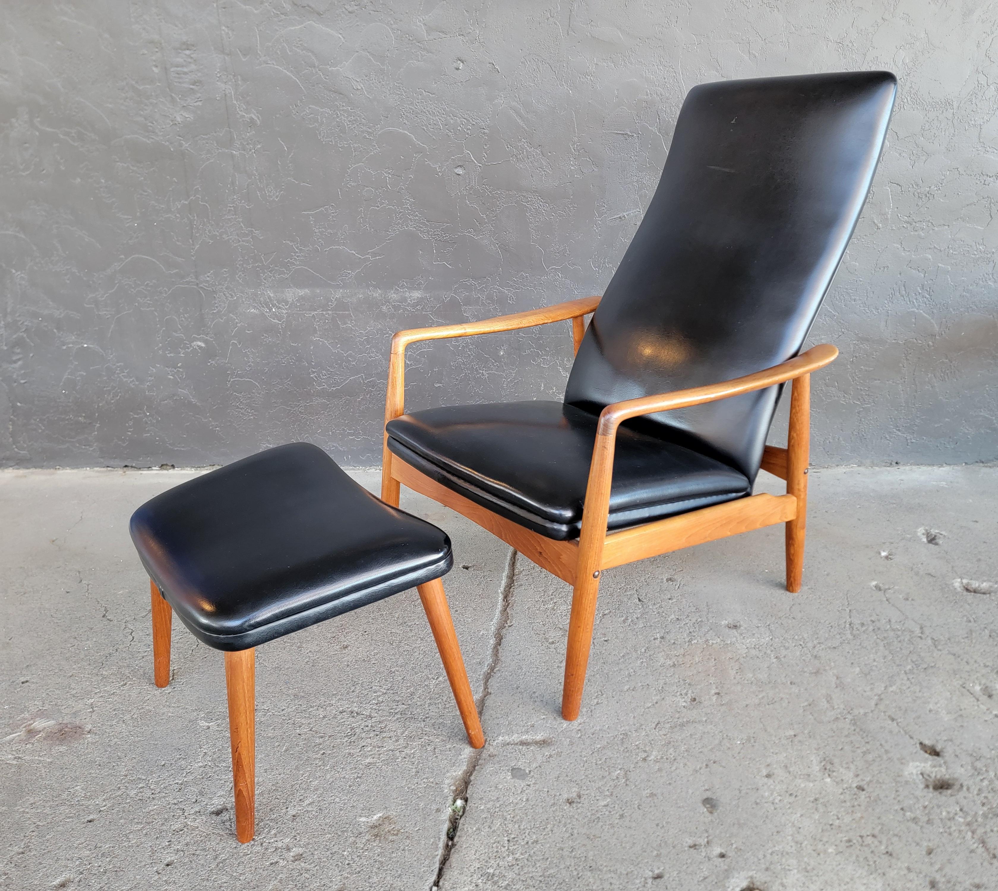 American Milo Baughman Attributed Reclining Lounge Chair & Ottoman