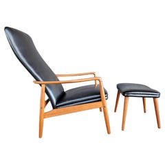 Milo Baughman Attributed Reclining Lounge Chair & Ottoman