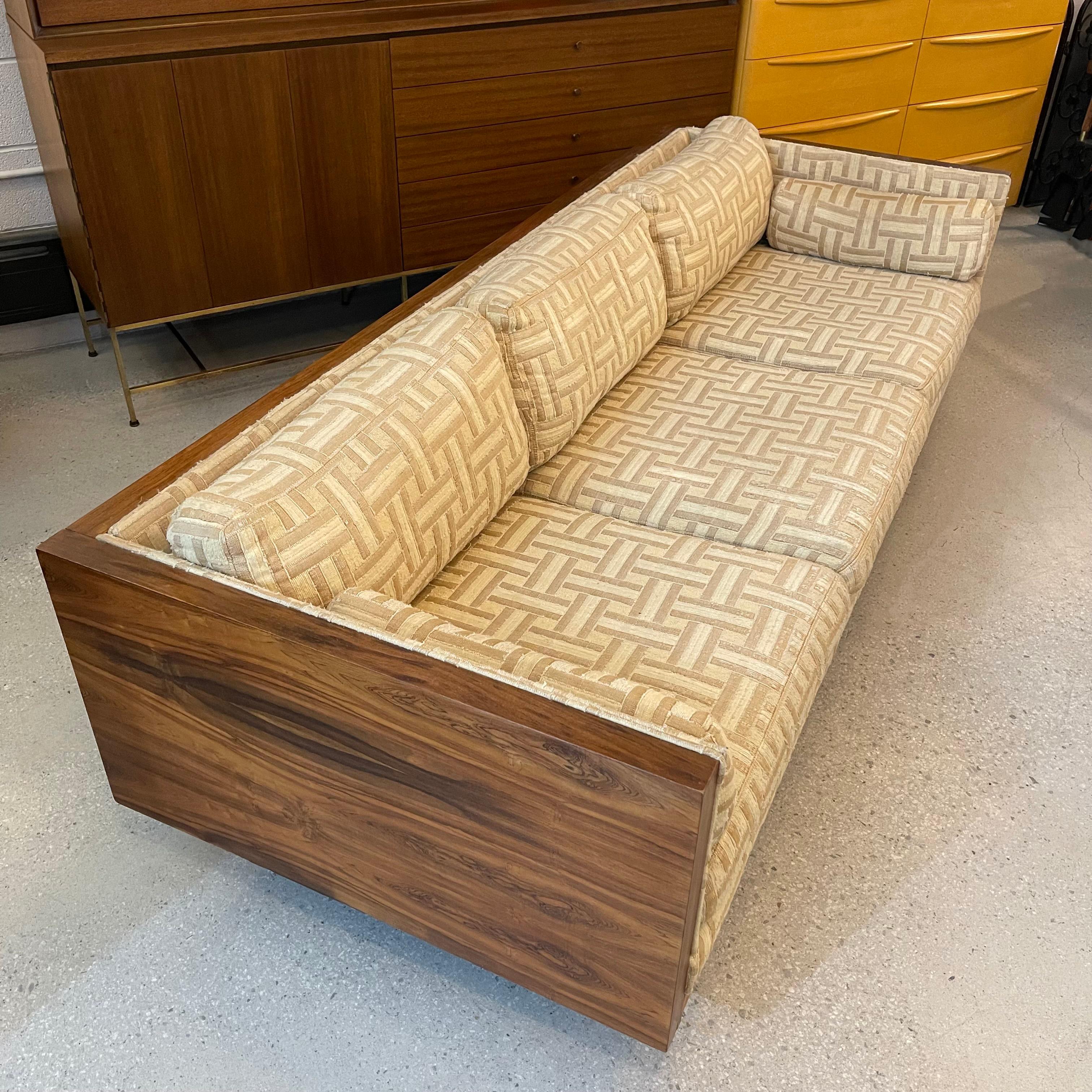 Fabric Mid-Century Modern Rosewood Case Sofa By Milo Baughman  For Sale