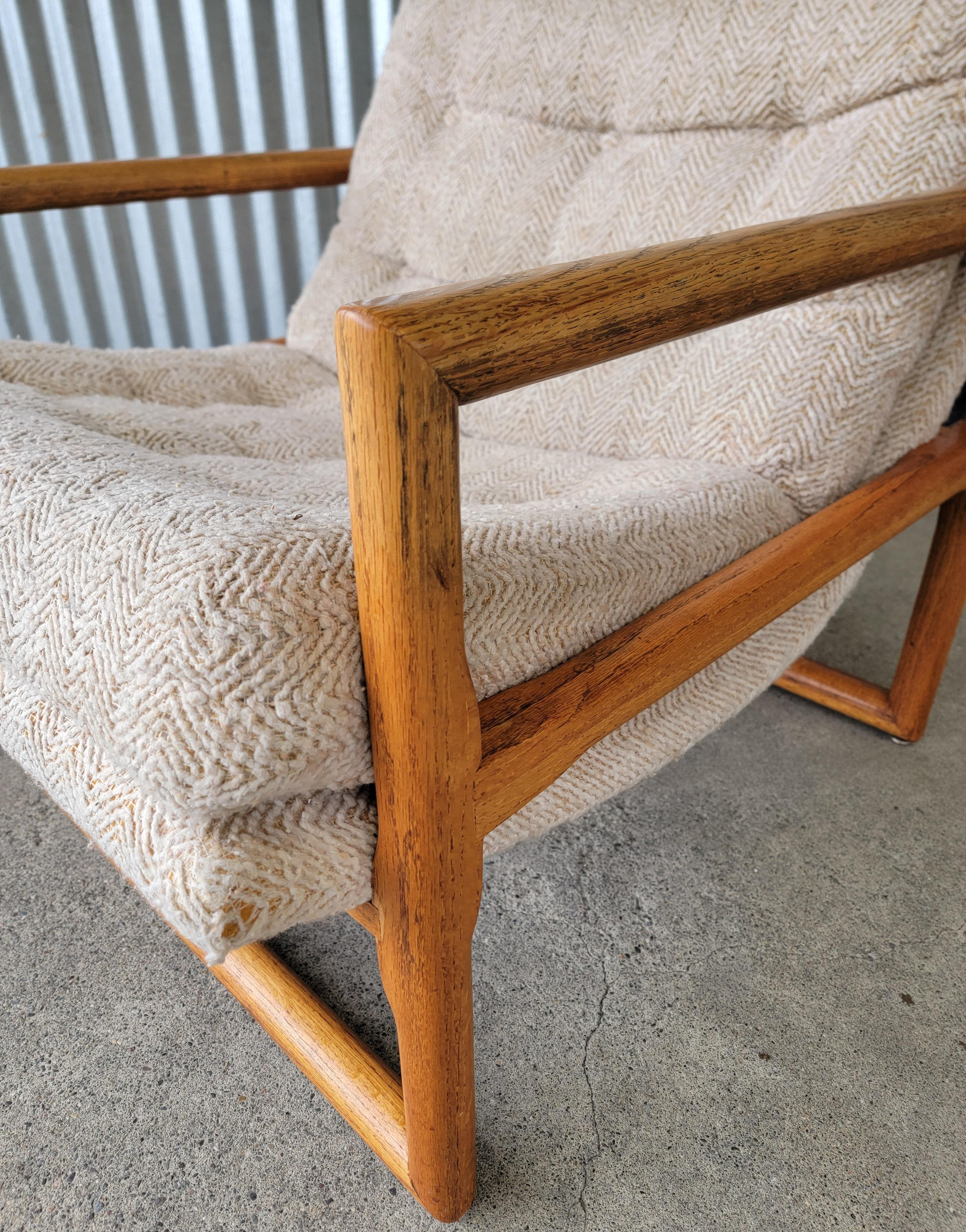 Fabric Milo Baughman Attributed Scoop Lounge Chair