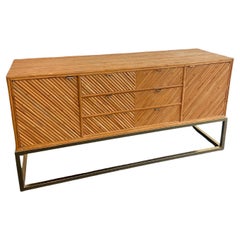 Milo Baughman Attributed Split Bamboo and Brass Credenza