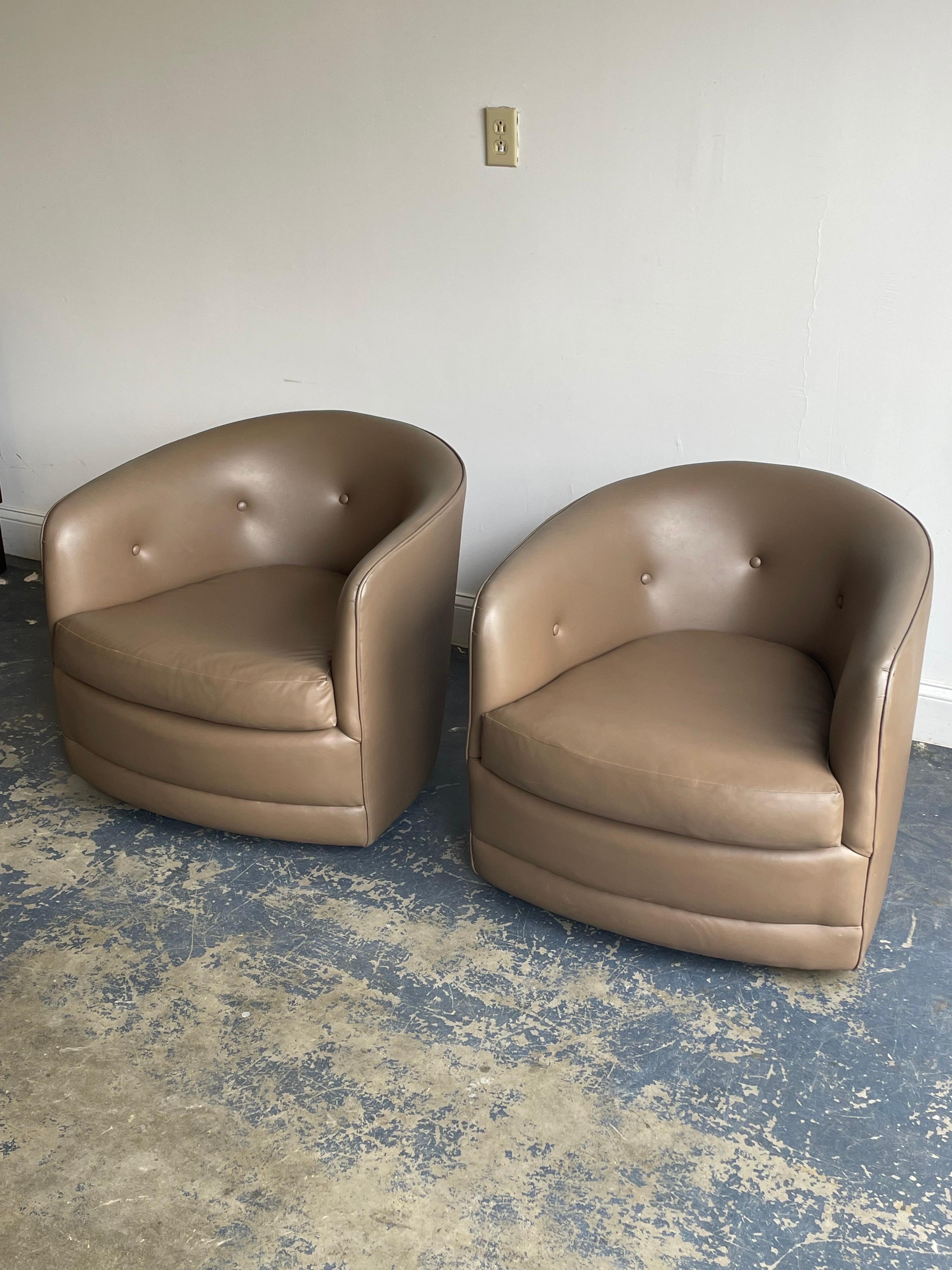 Mid-Century Modern Milo Baughman “attributed” Swivel and Tilt Club Chairs