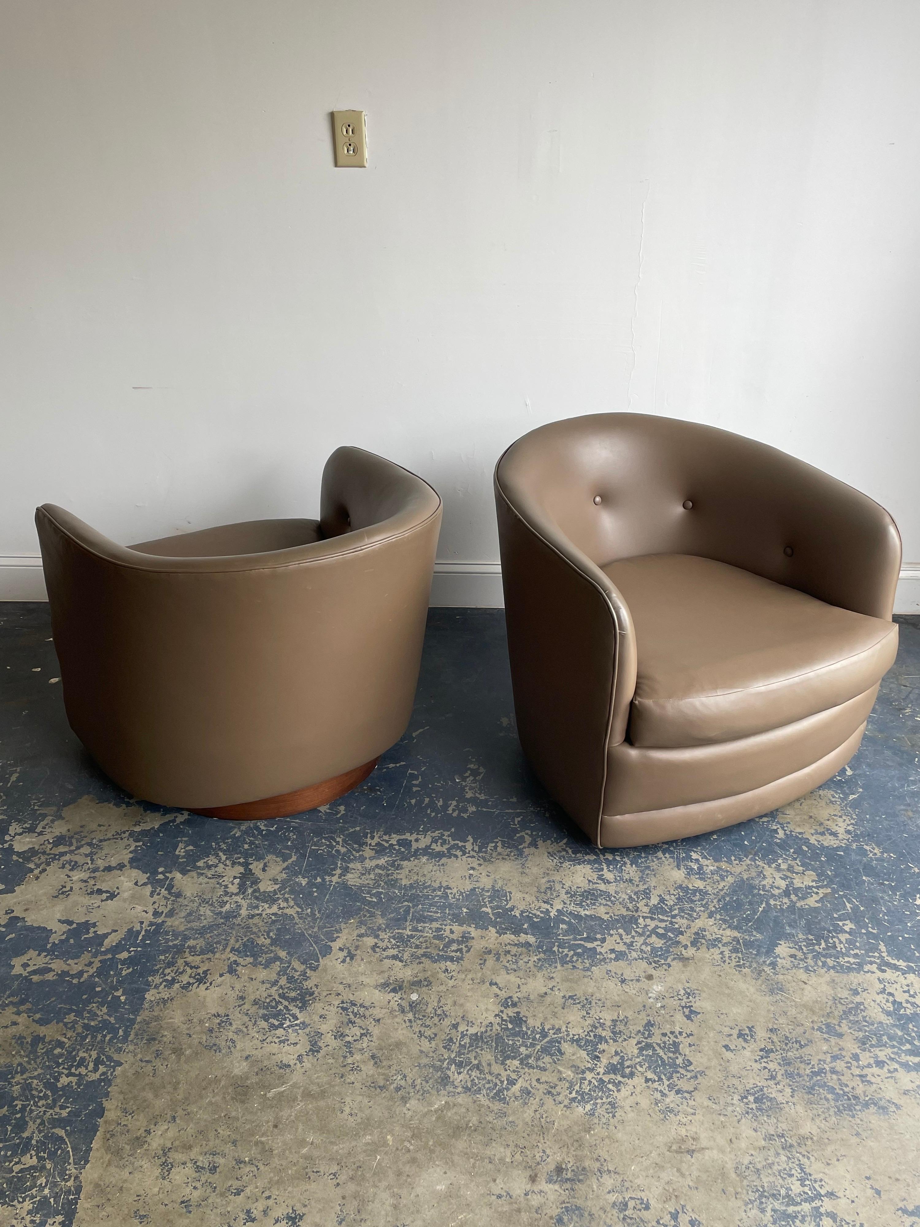 American Milo Baughman “attributed” Swivel and Tilt Club Chairs