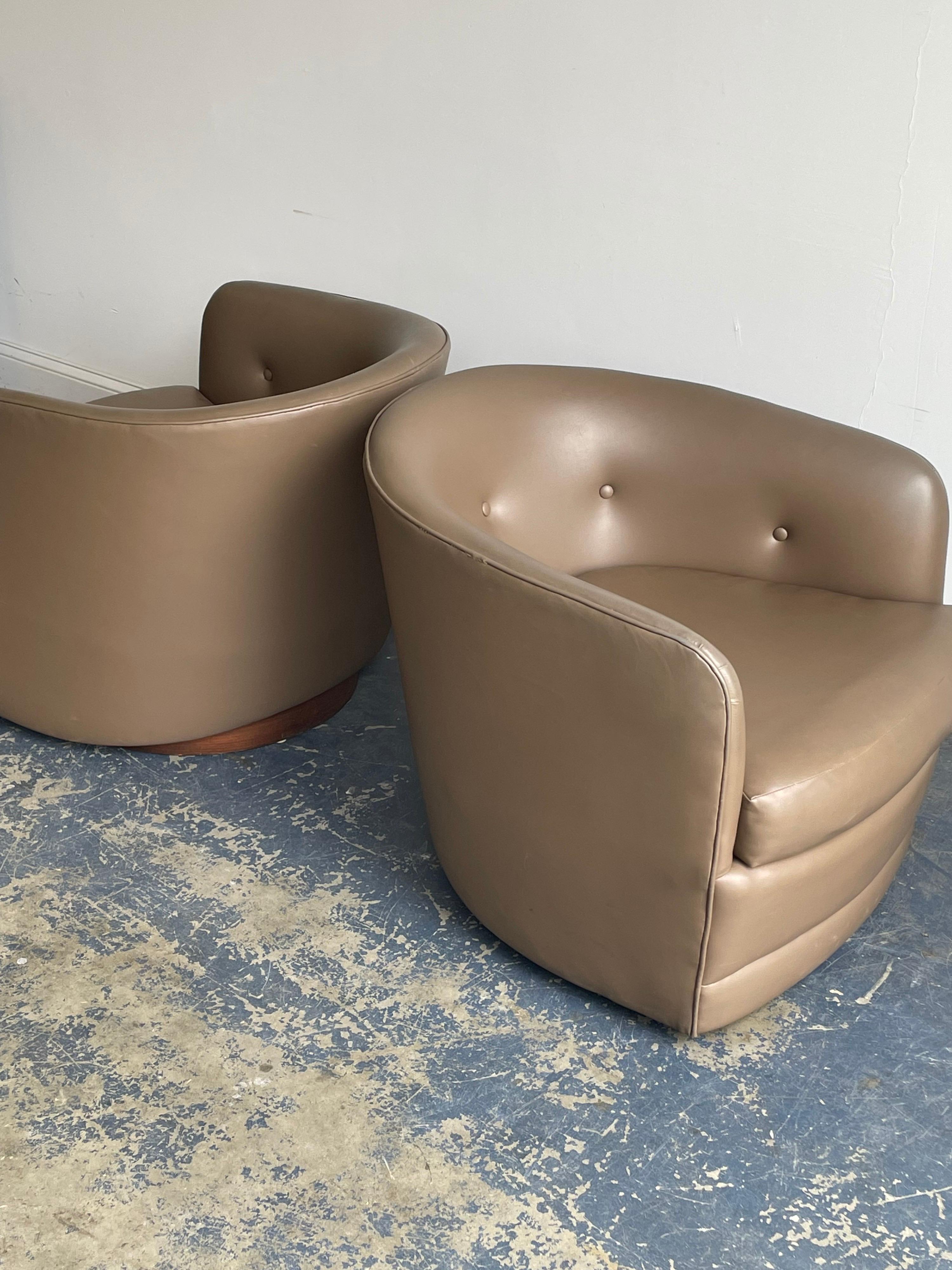 Late 20th Century Milo Baughman “attributed” Swivel and Tilt Club Chairs