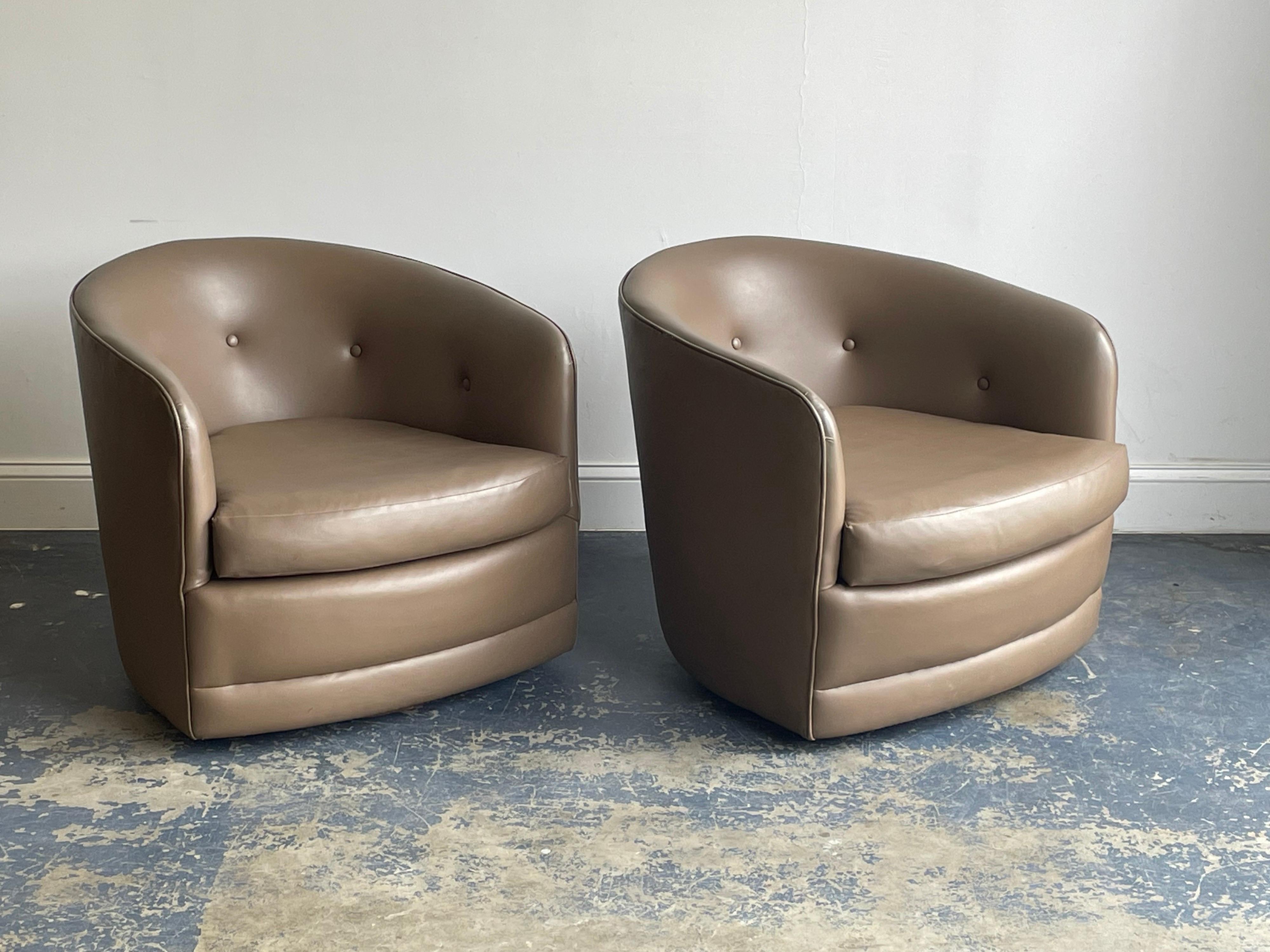 Milo Baughman “attributed” Swivel and Tilt Club Chairs 1