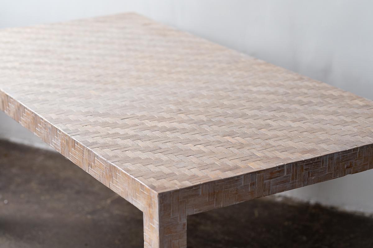 Mid-Century Modern Milo Baughman Bamboo Veneer Dining Table For Sale