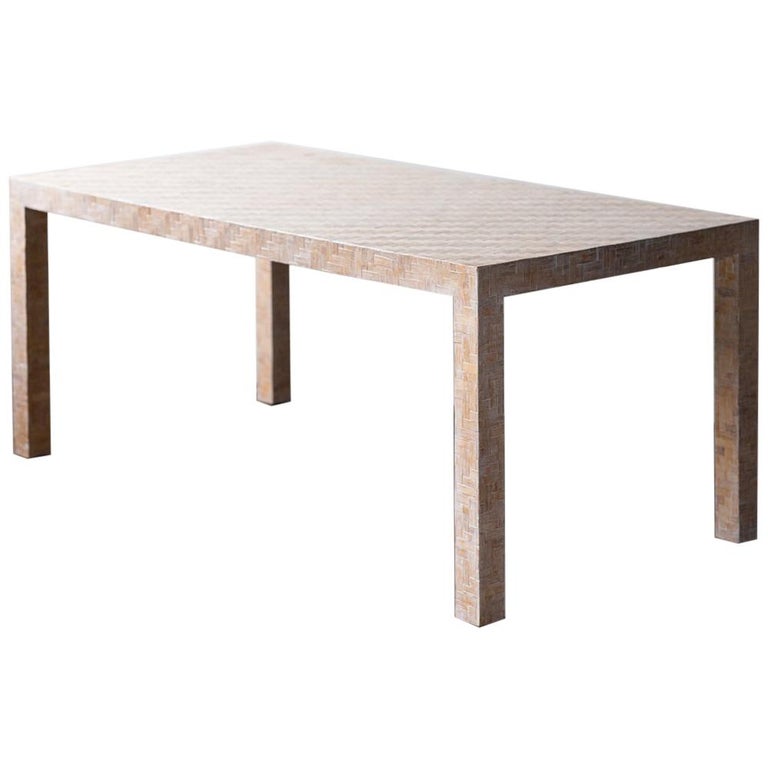 Milo Baughman Bamboo Veneer Dining Table For Sale