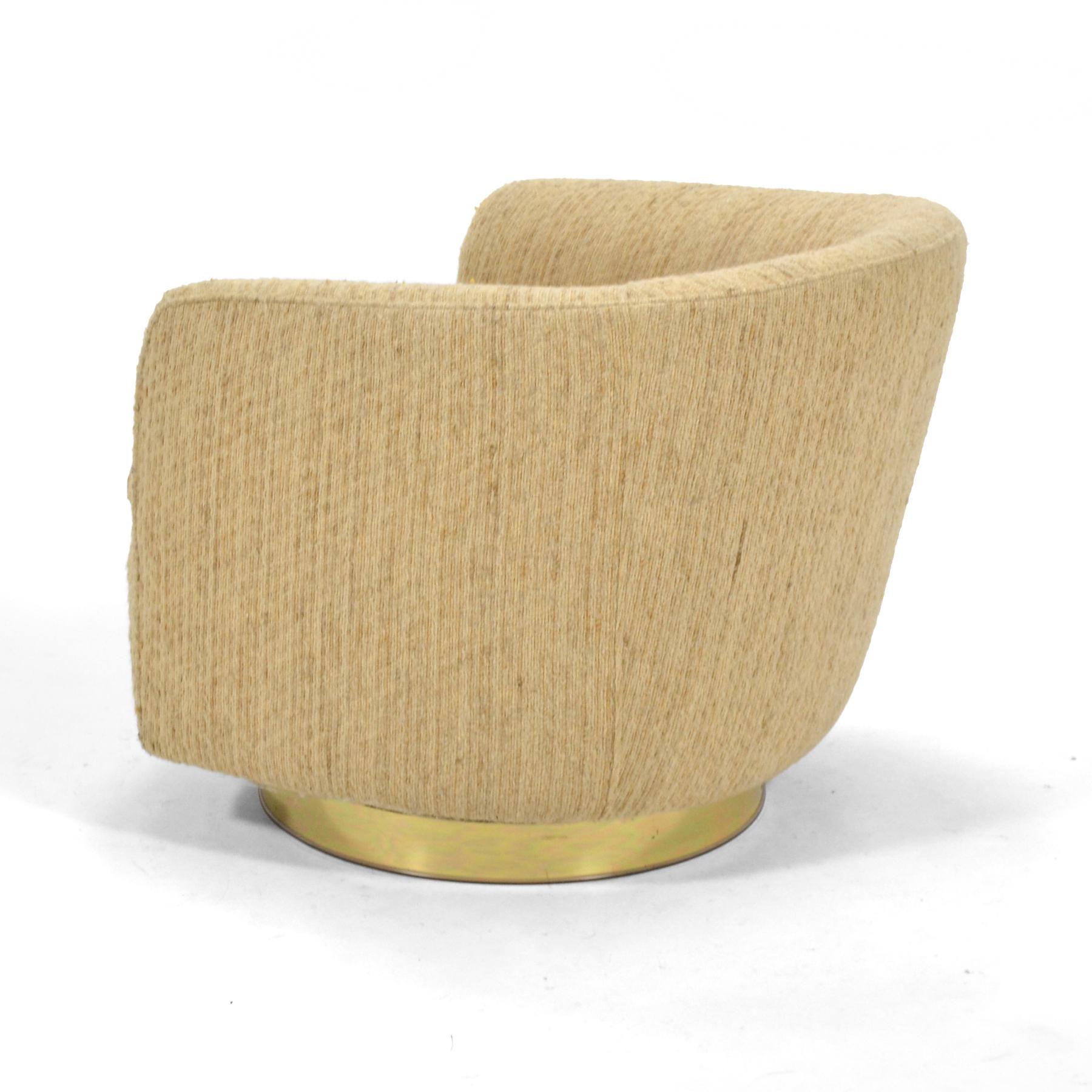Brass Milo Baughman Barrel Back Lounge Chair by Thayer Coggin For Sale