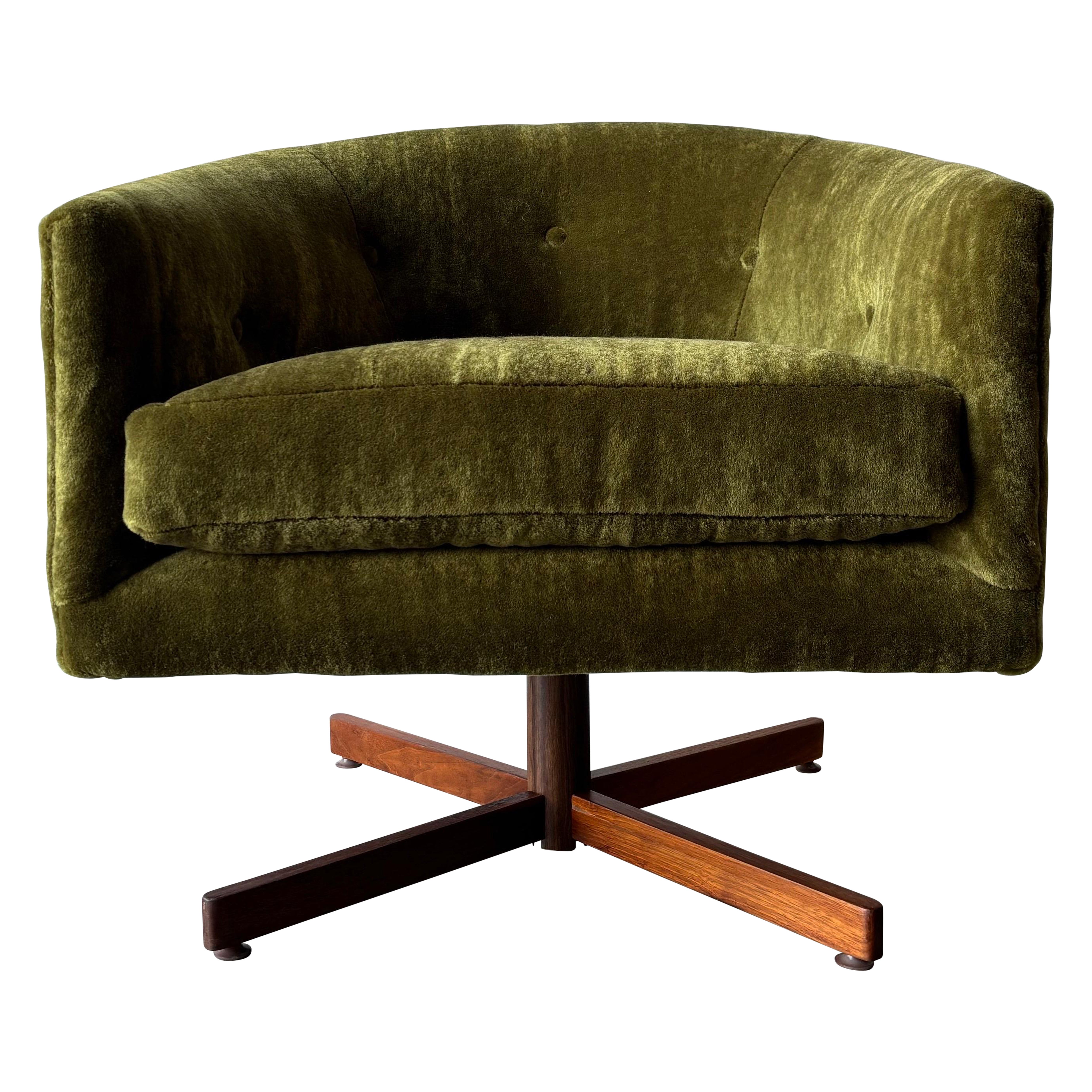 Silla giratoria de barril Milo Baughman, años 60, Thayer Coggin