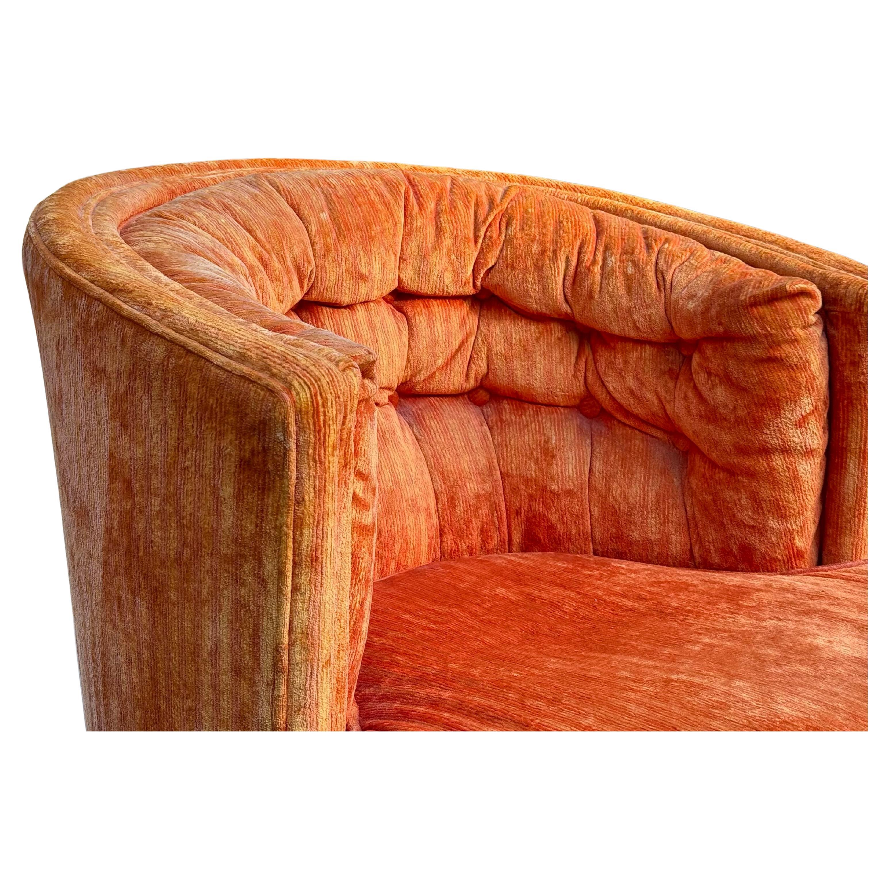 Milo Baughman Barrel Tub Swivel Chairs in Orange, circa 1960s In Good Condition In Los Angeles, CA