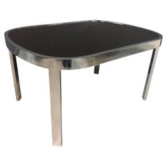 Milo Baughman Black Glass Racetrack Side Table for Design Institute of America