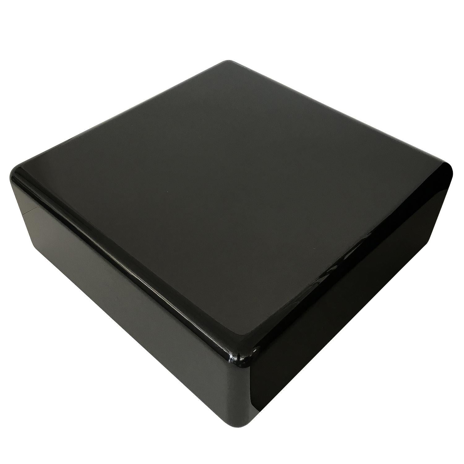 American Milo Baughman Black Lacquered Chiclet Low Coffee Table