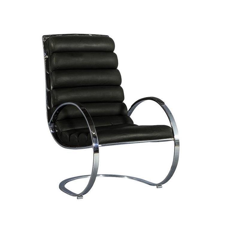 black leather and chrome chair