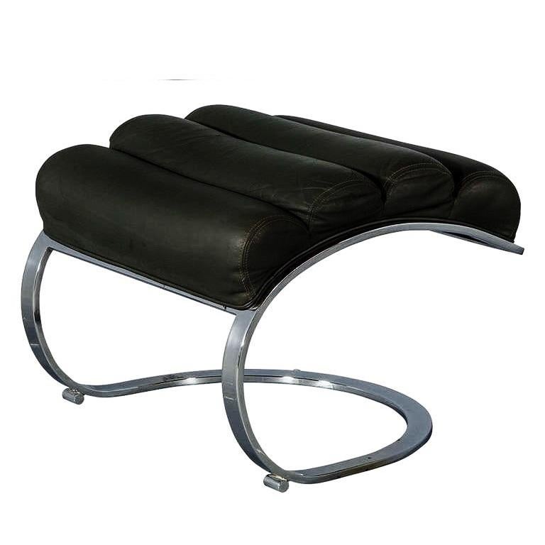 chrome and black leather chair
