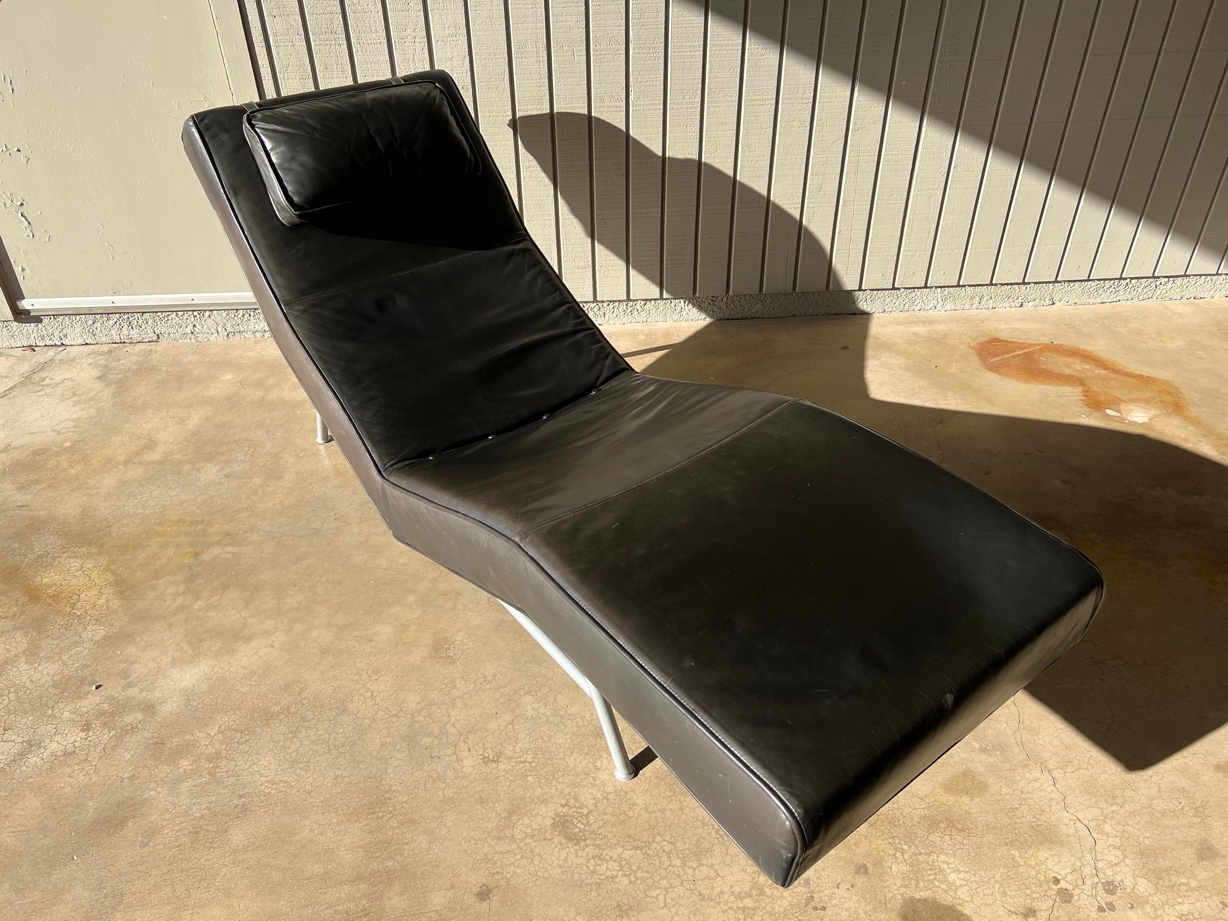 Milo Baughman Black Leather Fred Chaise Lounge Chair for Thayer Coggin For Sale 4