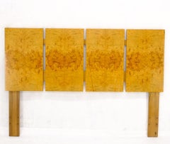 Style of Milo Baughman Book Matched Burl Wood Queen or Full Size Headboard Bed