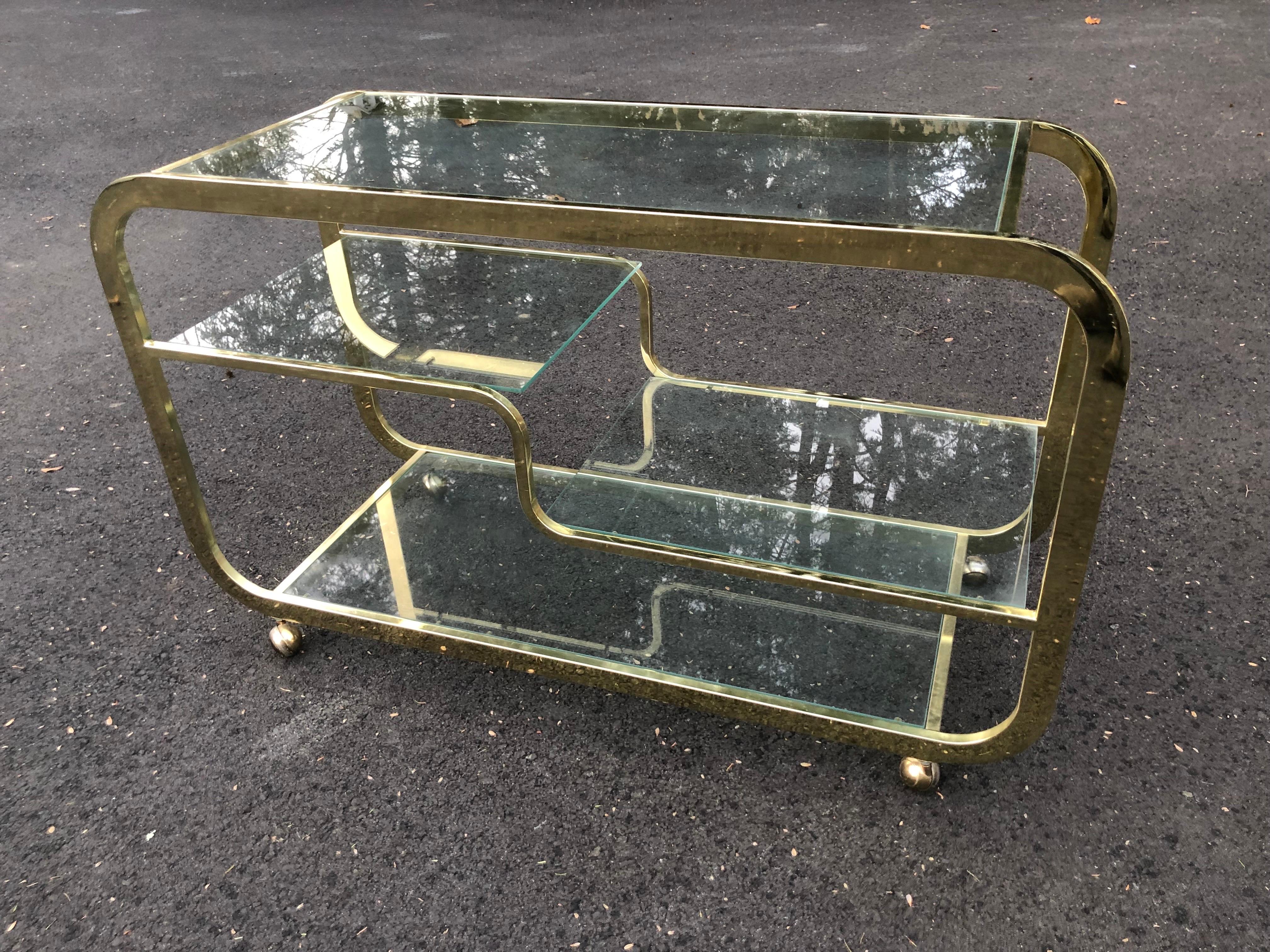 Design Institute America (DIA) Brass and Glass Bar Cart 7