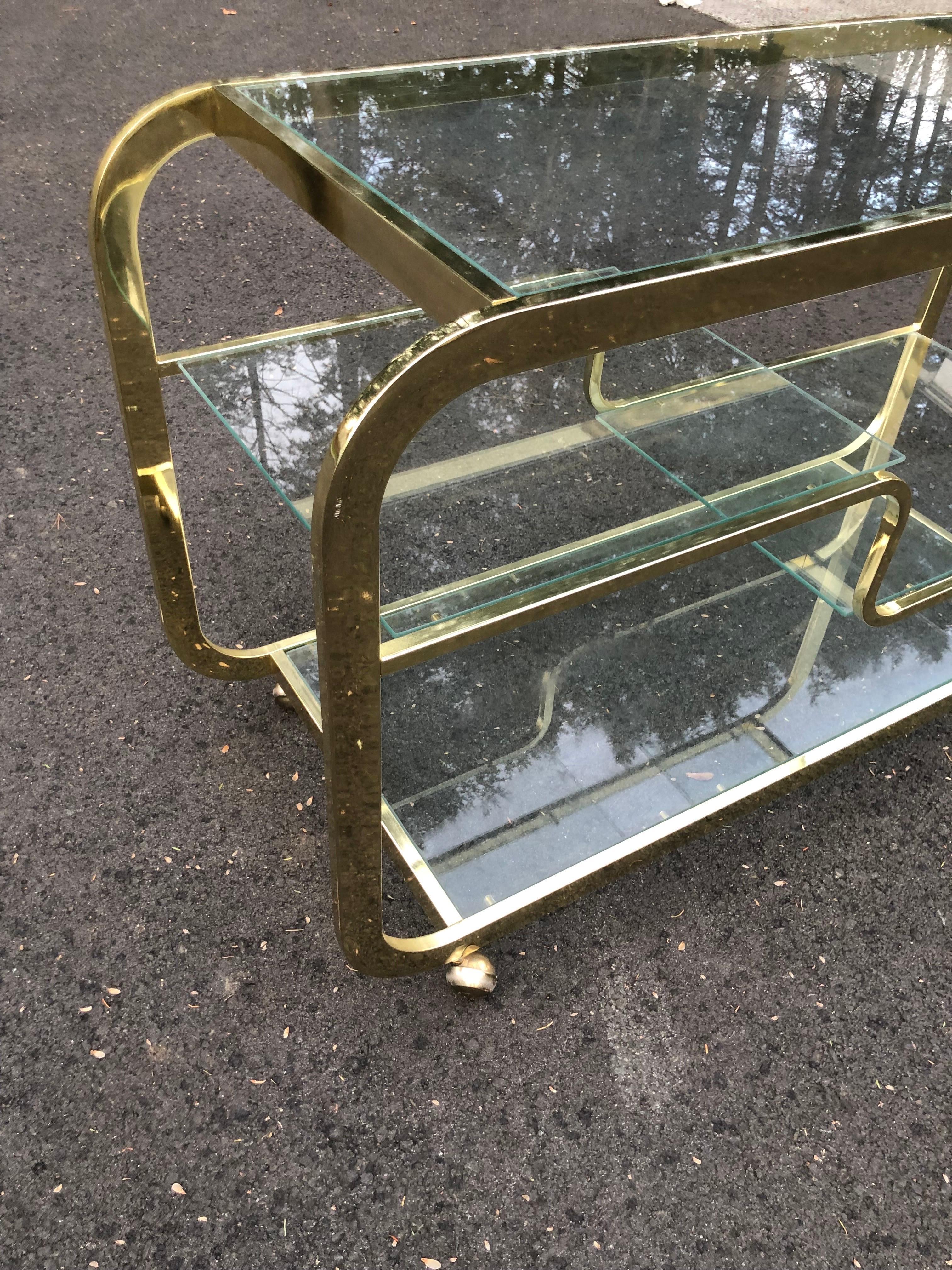 Design Institute America (DIA) Brass and Glass Bar Cart 8