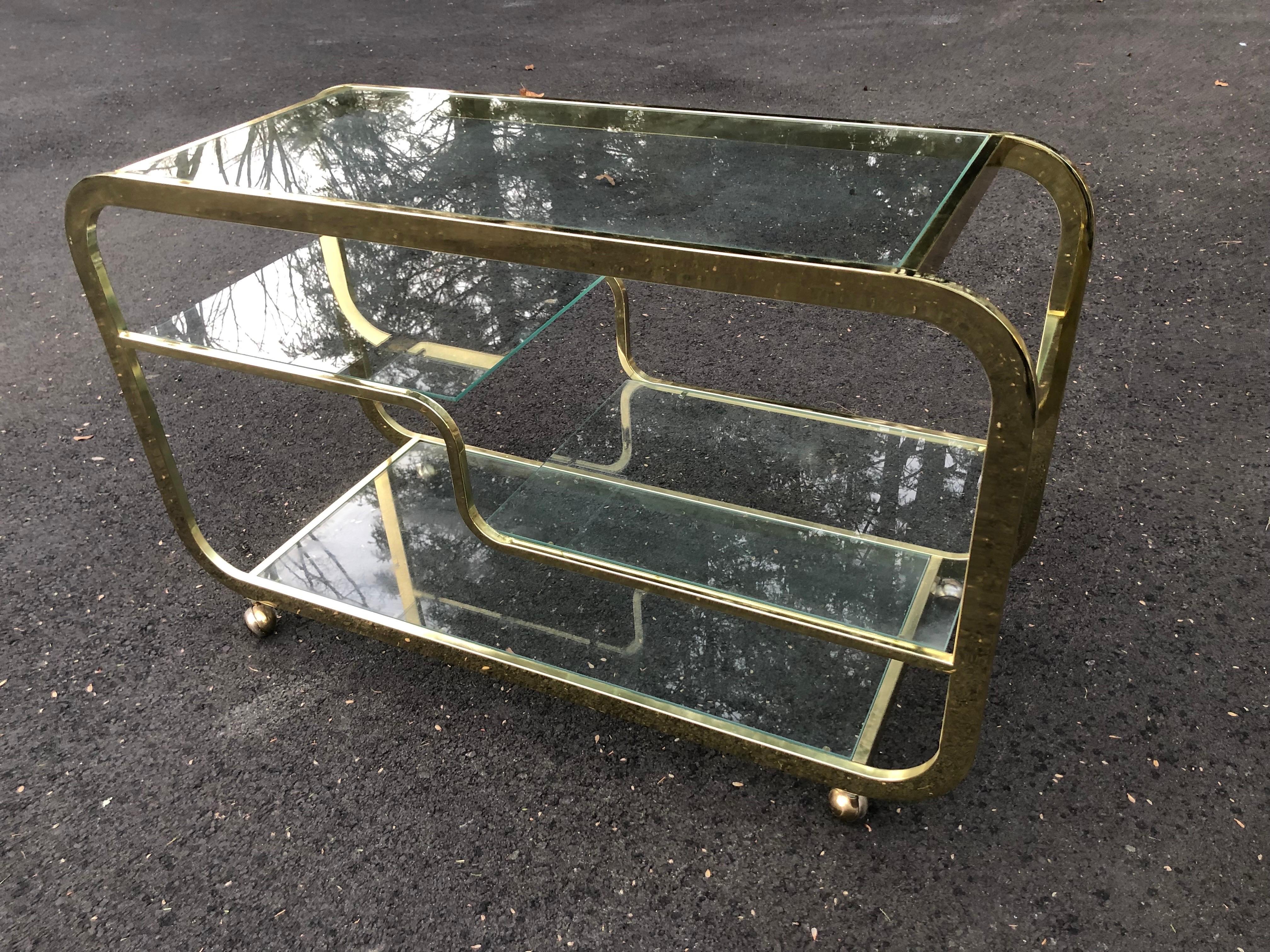 Design Institute America (DIA) Brass and Glass Bar Cart 9
