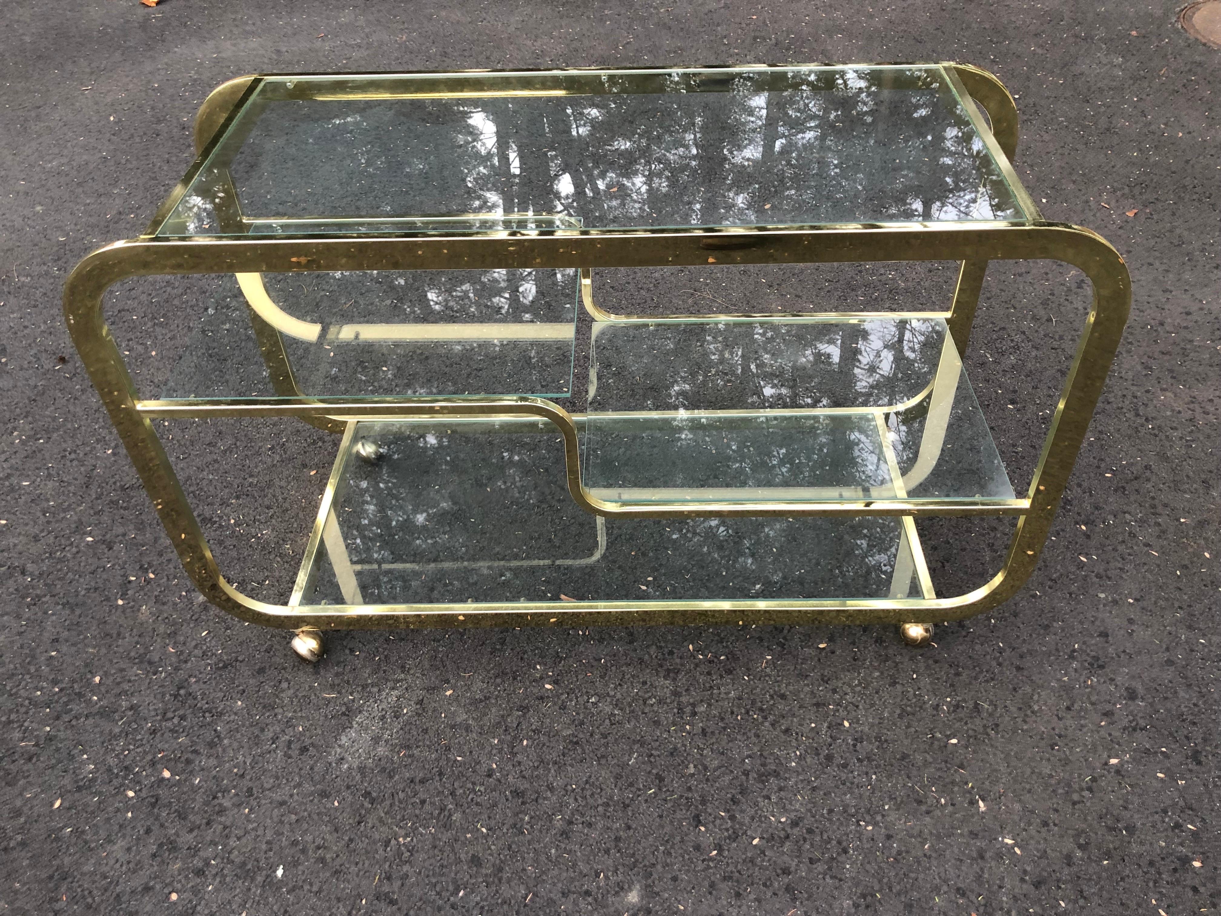 Mid-Century Modern Design Institute America (DIA) Brass and Glass Bar Cart
