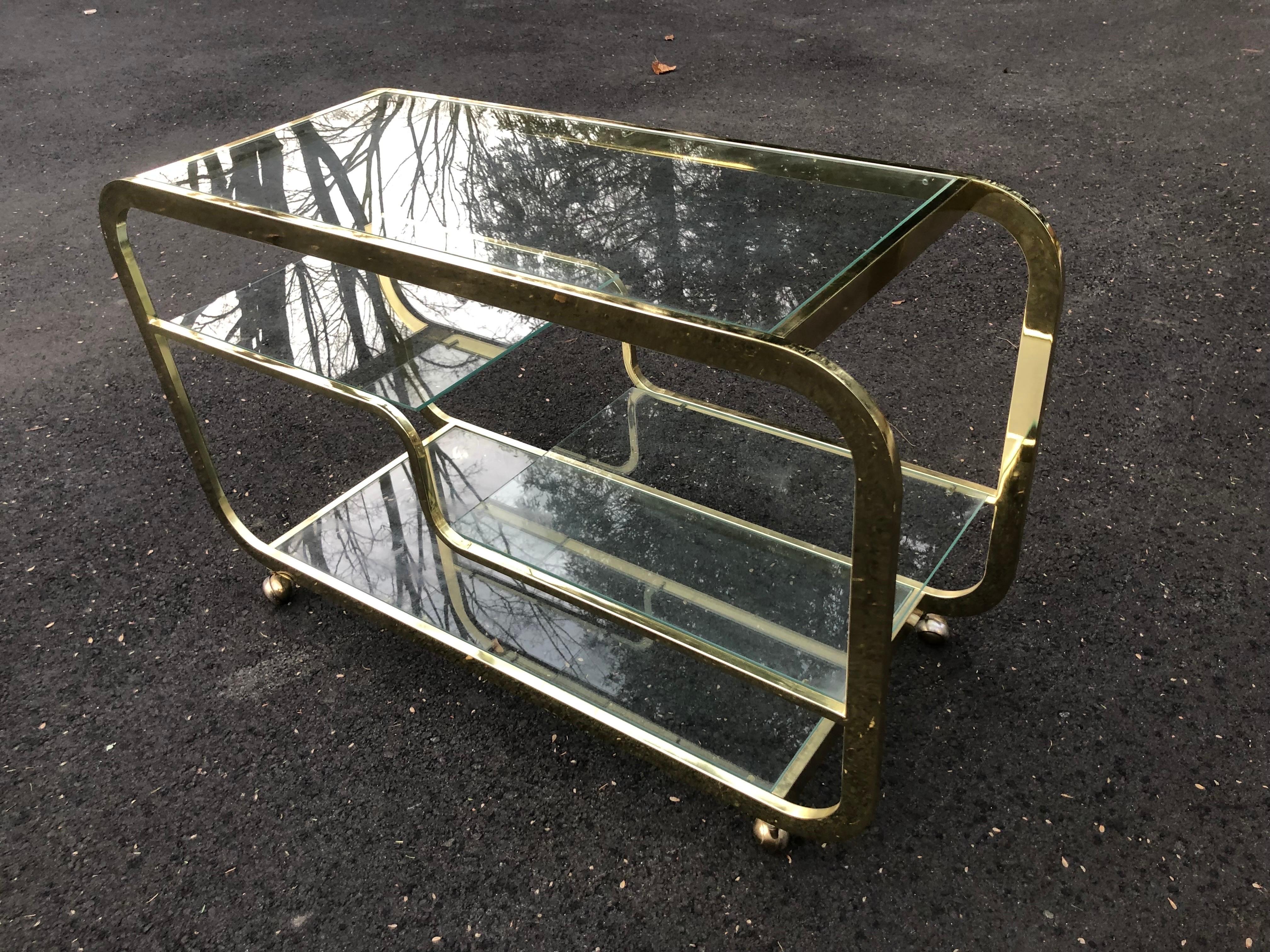 Design Institute America (DIA) Brass and Glass Bar Cart 1