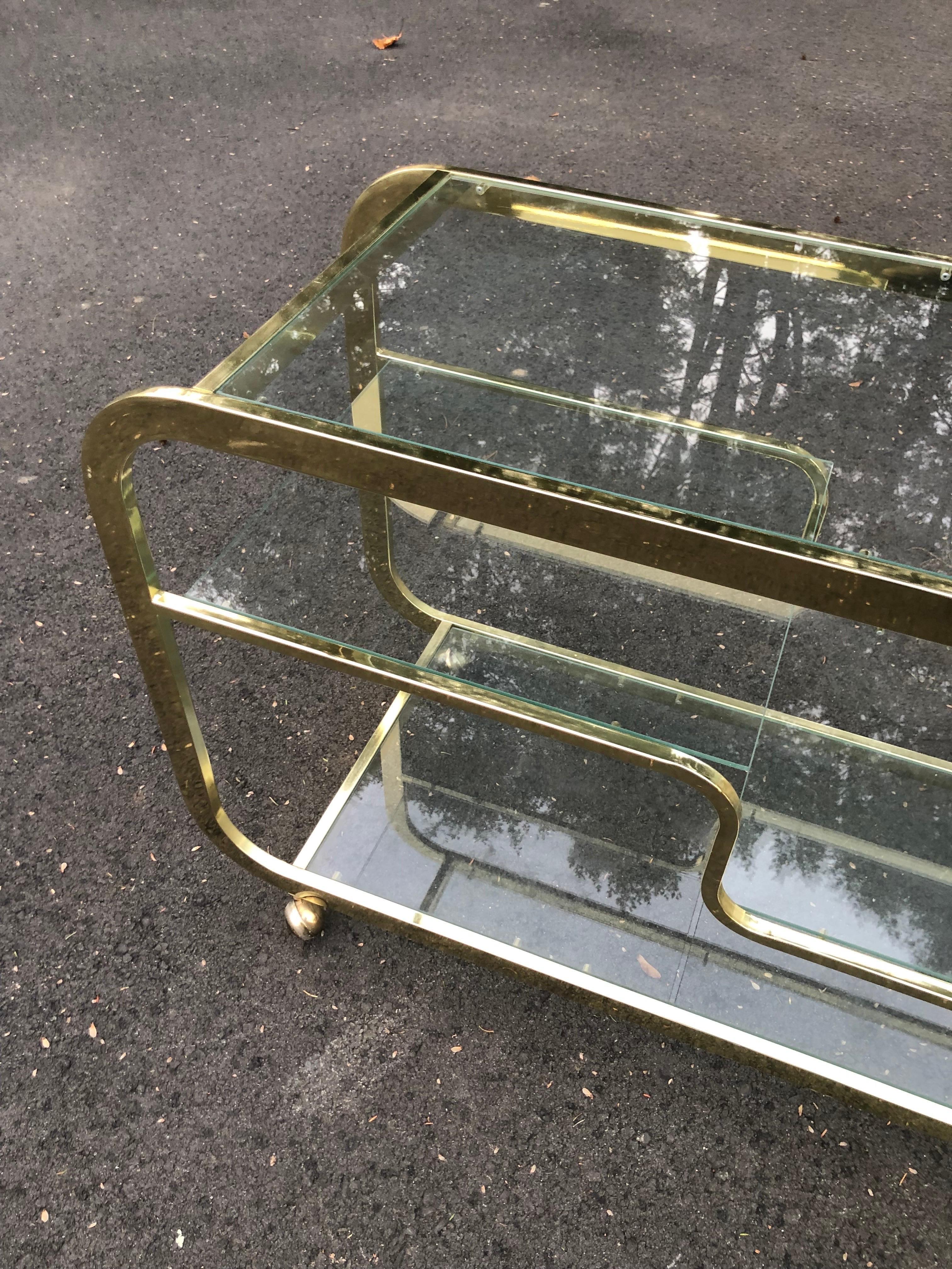 Design Institute America (DIA) Brass and Glass Bar Cart 3