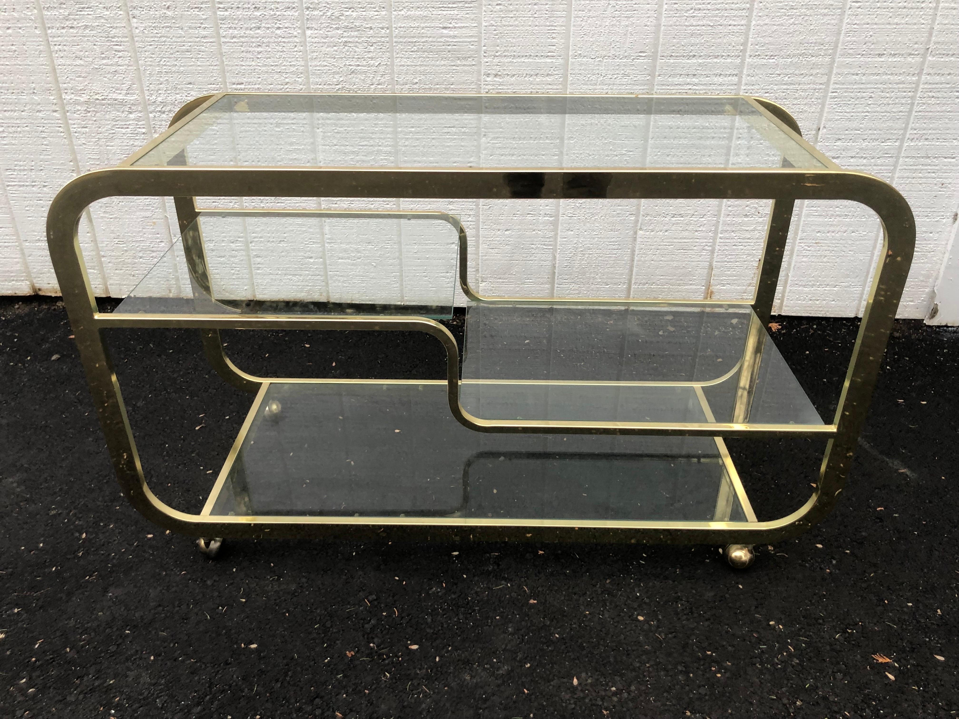 Design Institute America (DIA) Brass and Glass Bar Cart 4