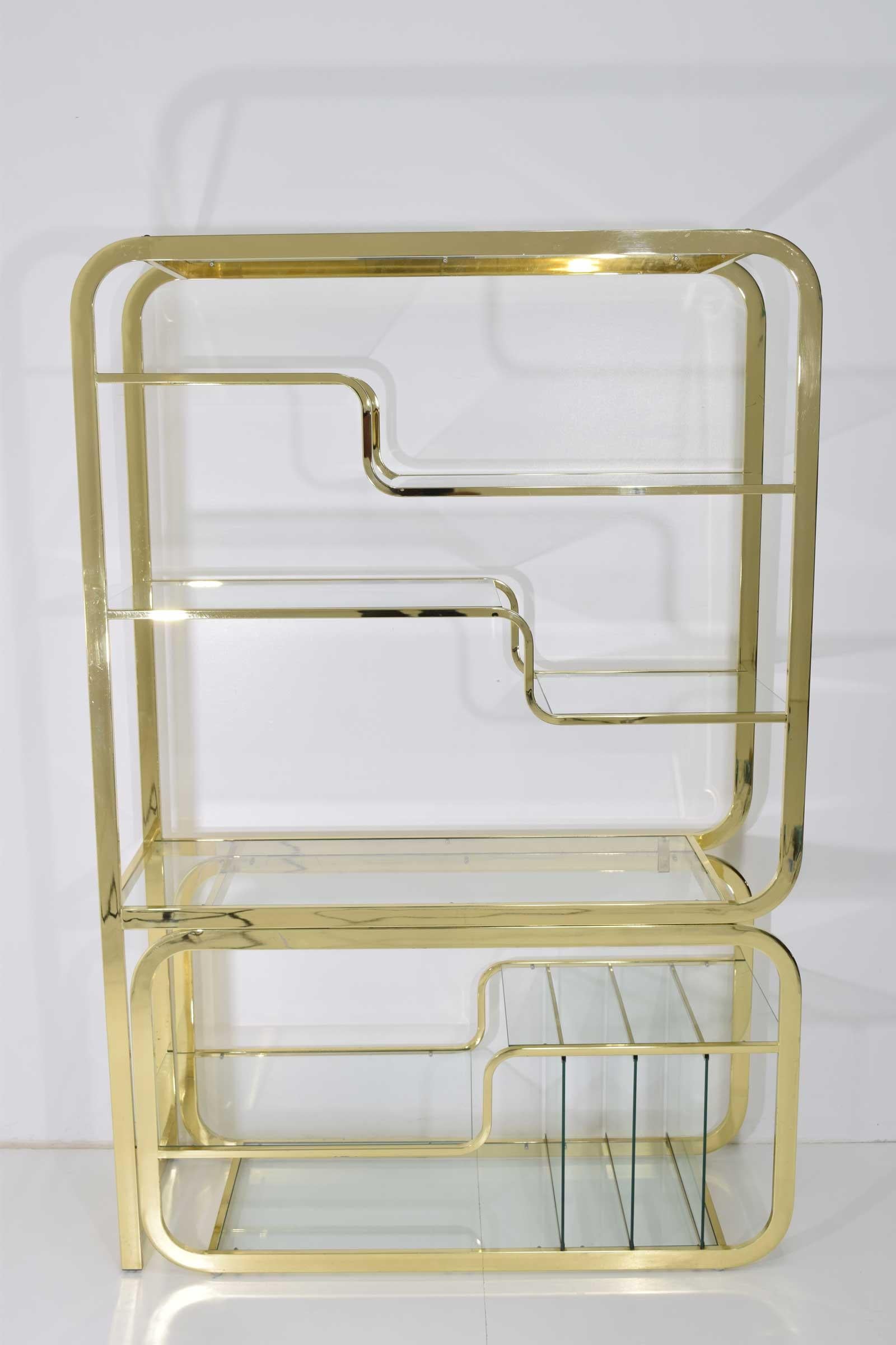 milo baughman brass etagere