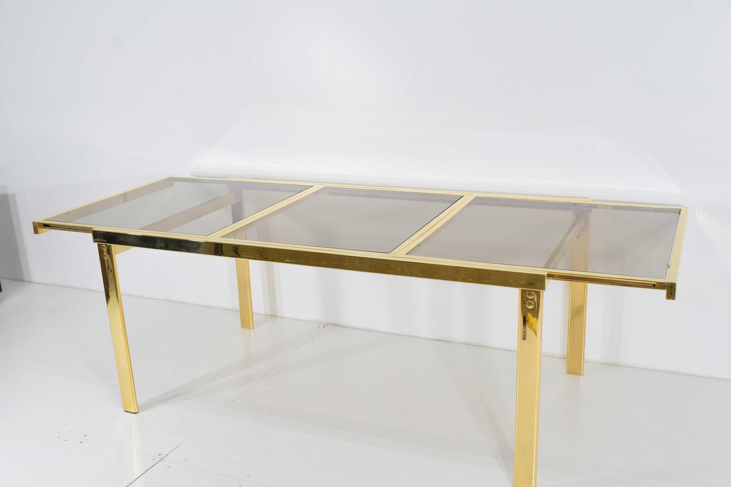 American Milo Baughman Brass Finish Extension Dining Table