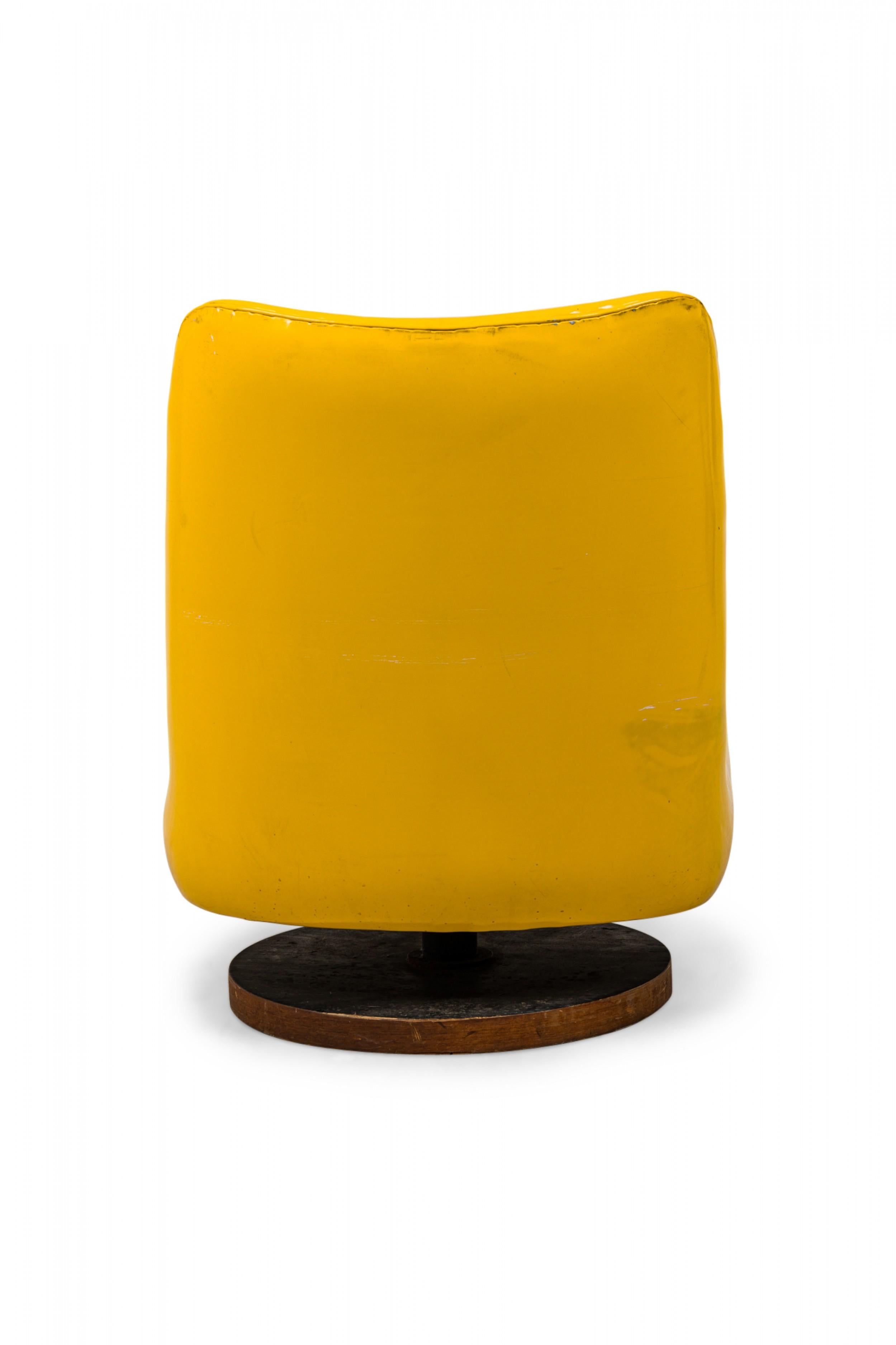 American Milo Baughman Bright Yellow Patent Leather Swivel / Tilt Slipper Chair For Sale