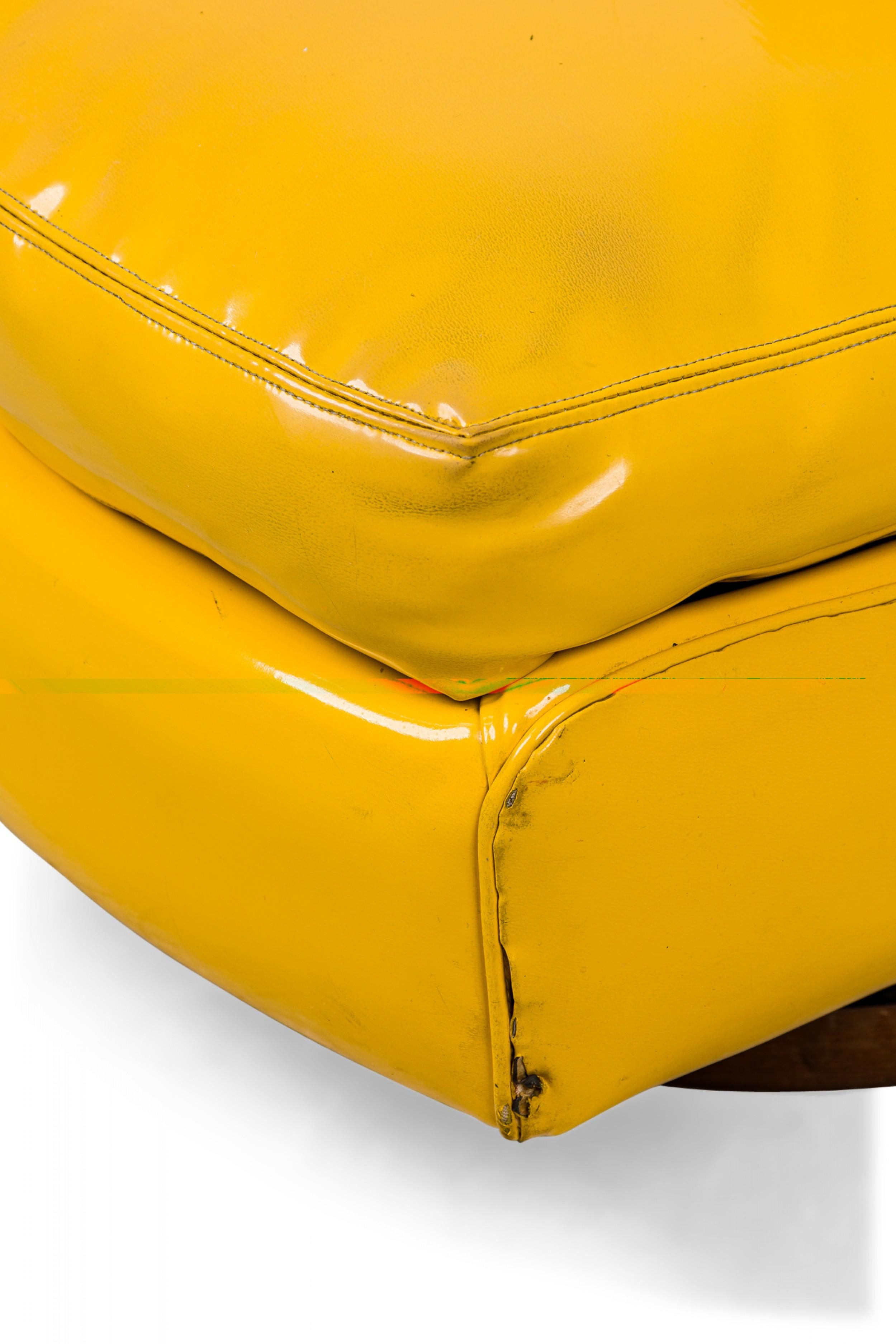 Milo Baughman Bright Yellow Patent Leather Swivel / Tilt Slipper Chair For Sale 2
