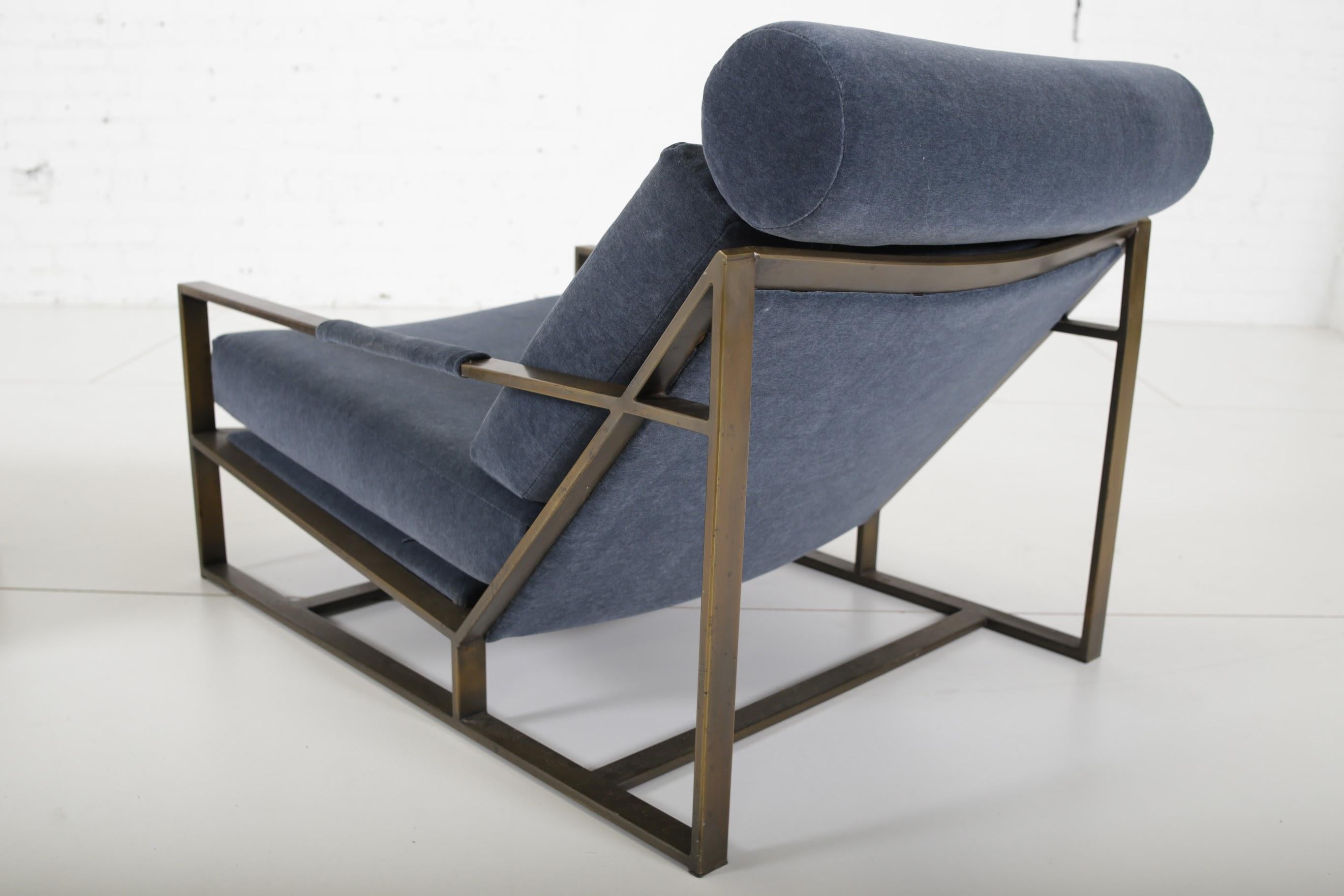 Mid-20th Century Milo Baughman Bronze Frame 1965 Lounge Chair with Ottoman