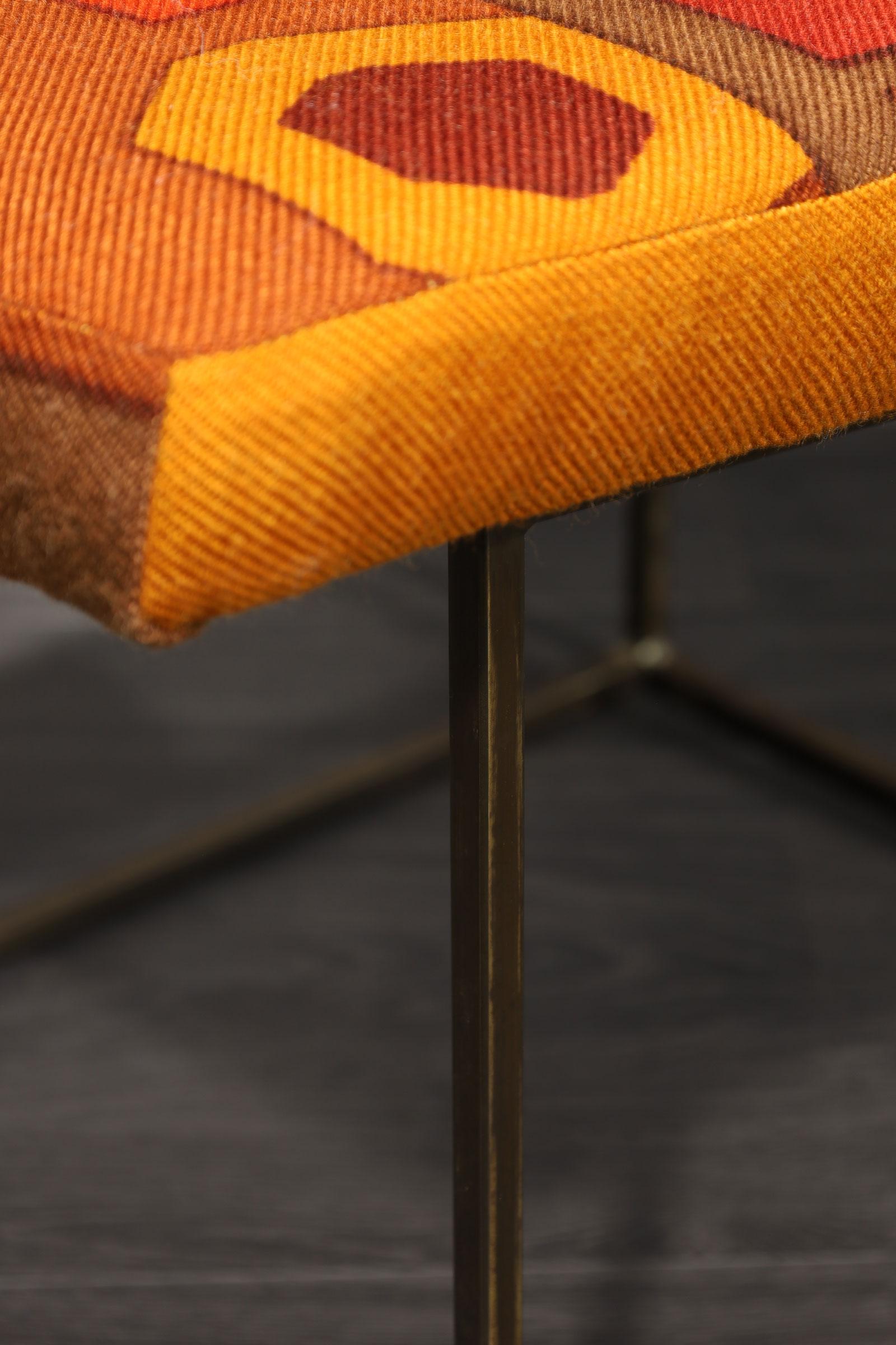 Milo Baughman Bronze Thin Frame Chairs in Jack Lenor Larsen Upholstery For Sale 3