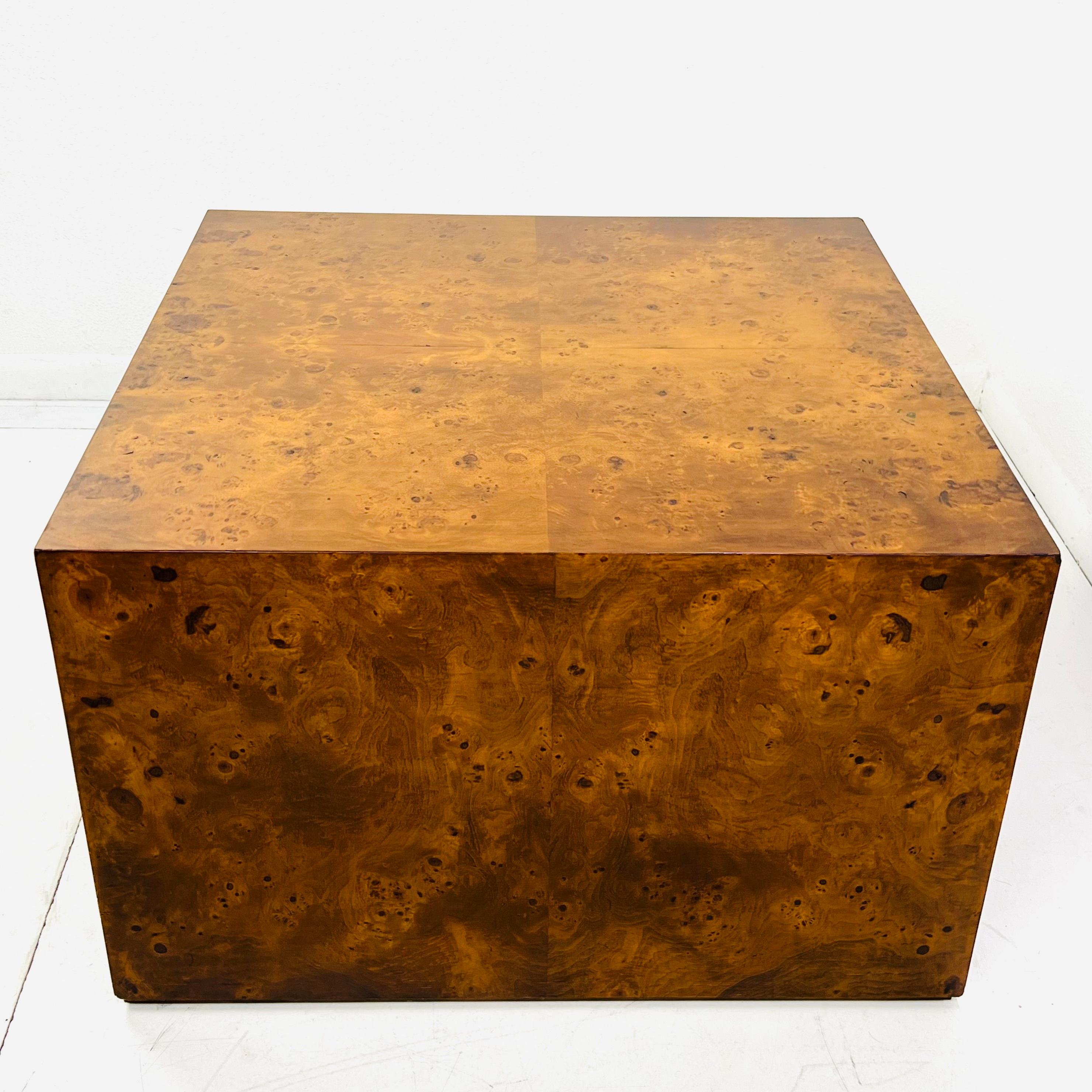 Milo Baughman Burl Coffee / Side Table For Sale 1