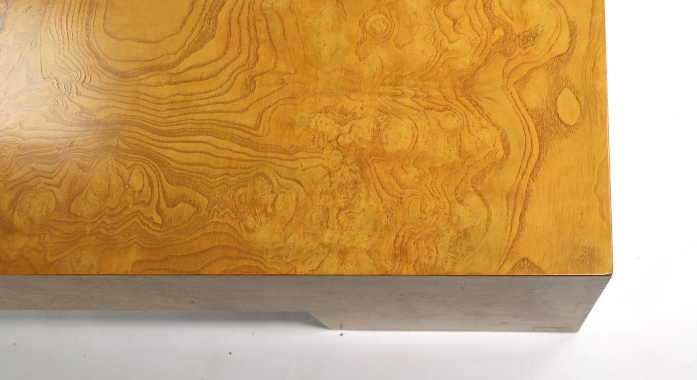 American Milo Baughman Burl Coffee Table