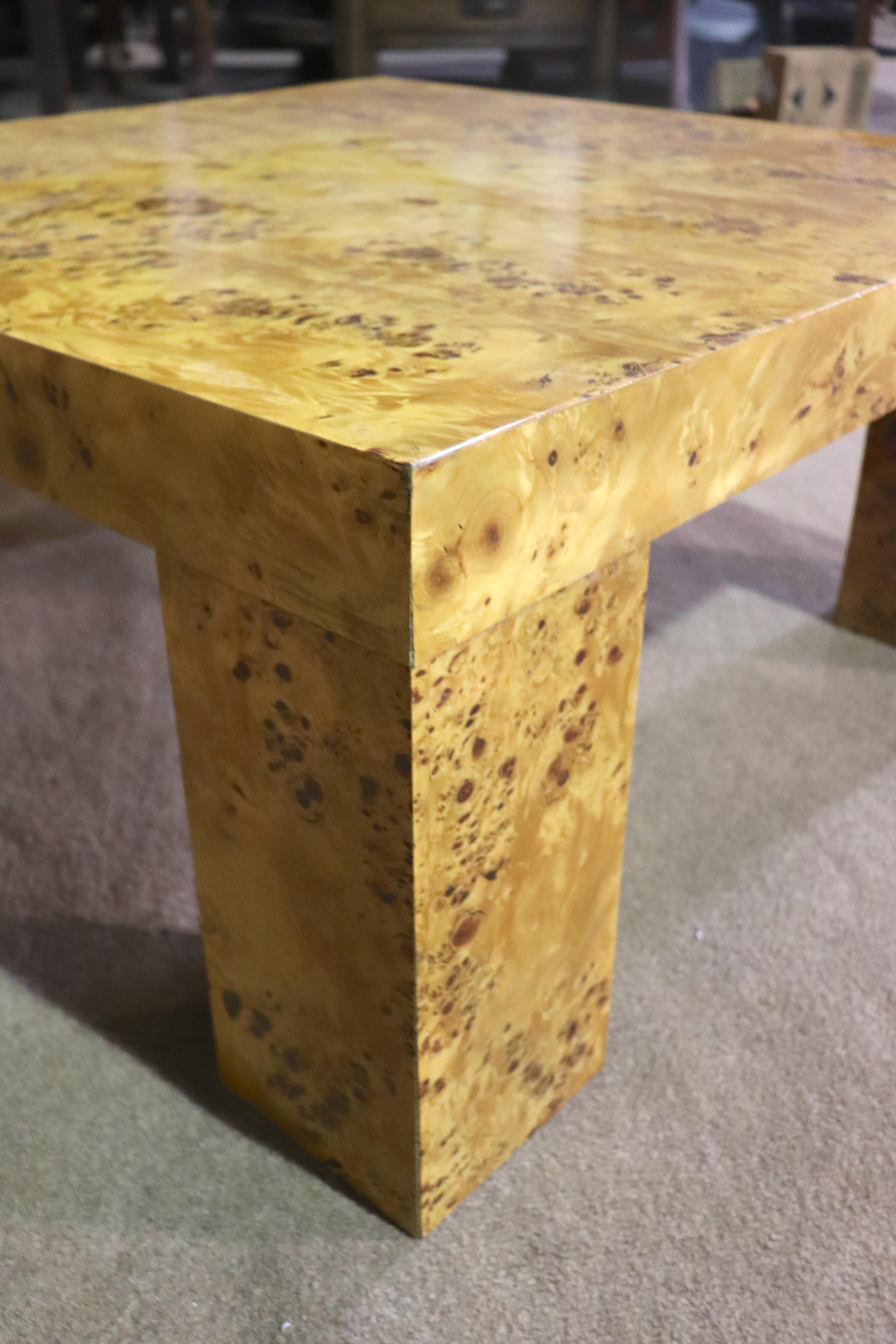 20th Century Milo Baughman Burl Coffee Table For Sale