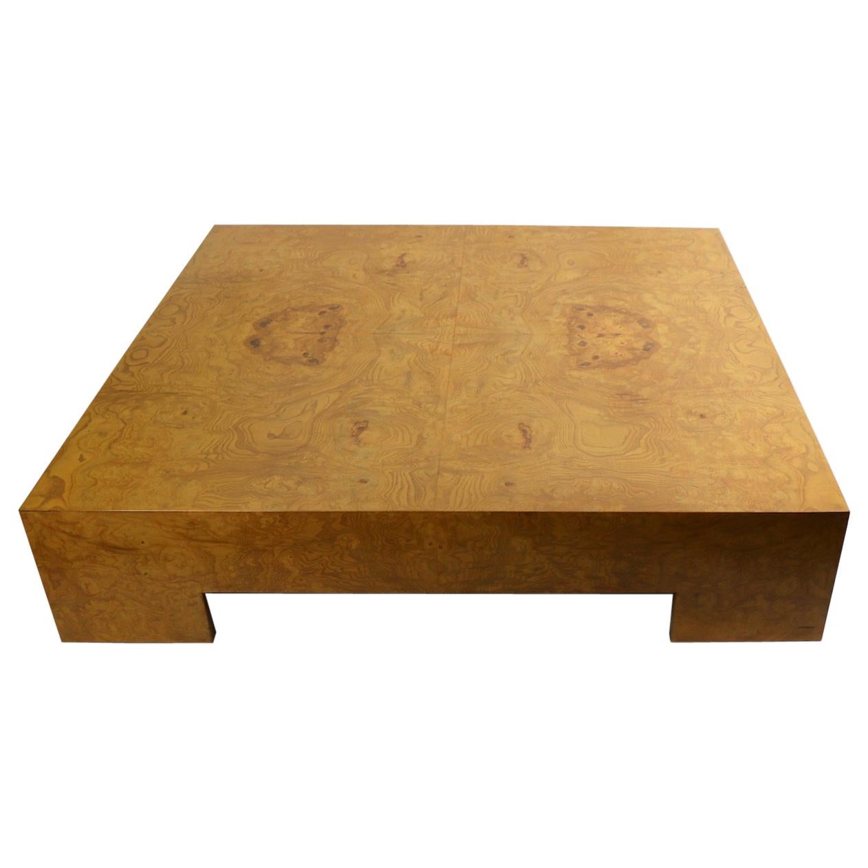Milo Baughman Burl Coffee Table