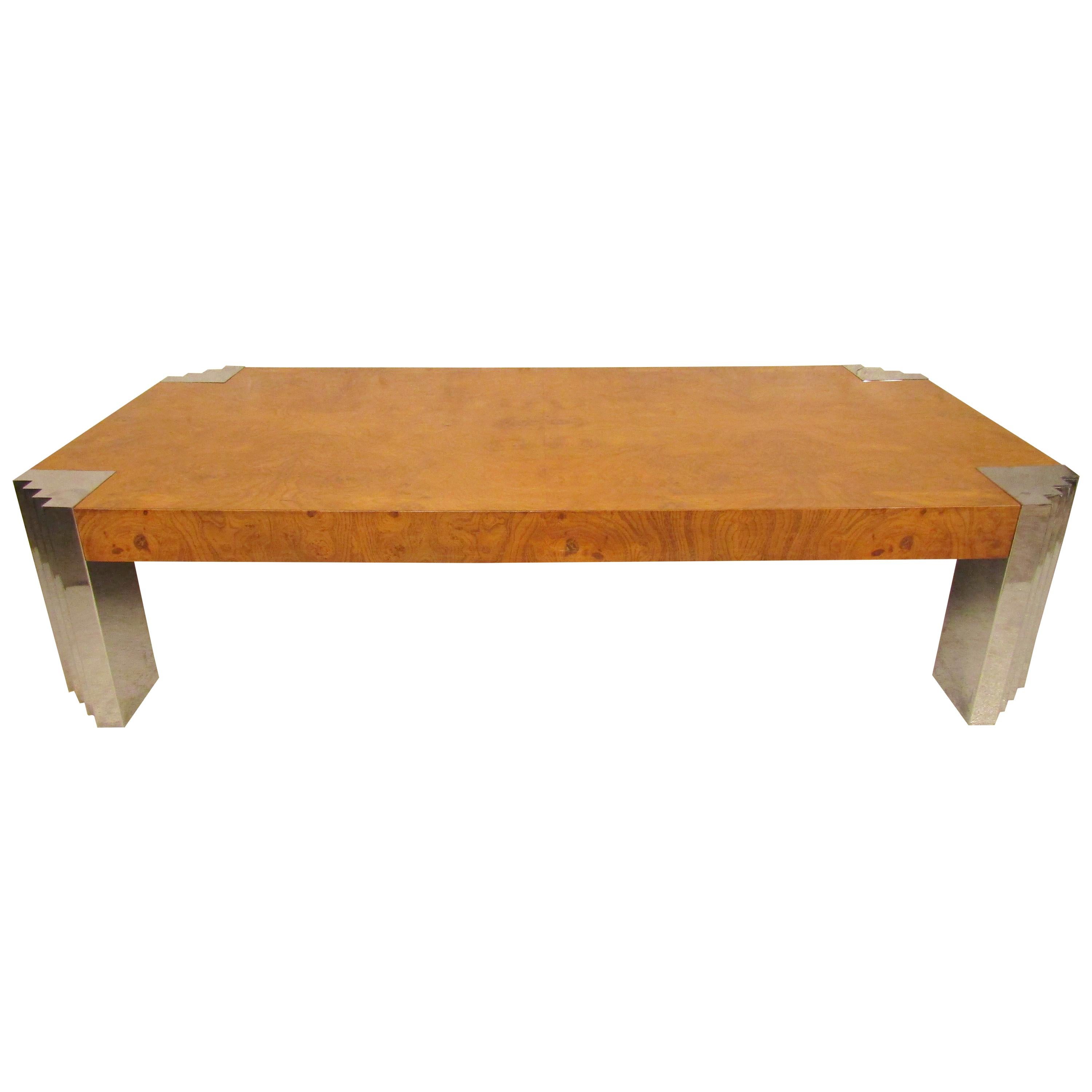 Milo Baughman Burl Veneer Cube Coffee Table For Sale at 1stdibs