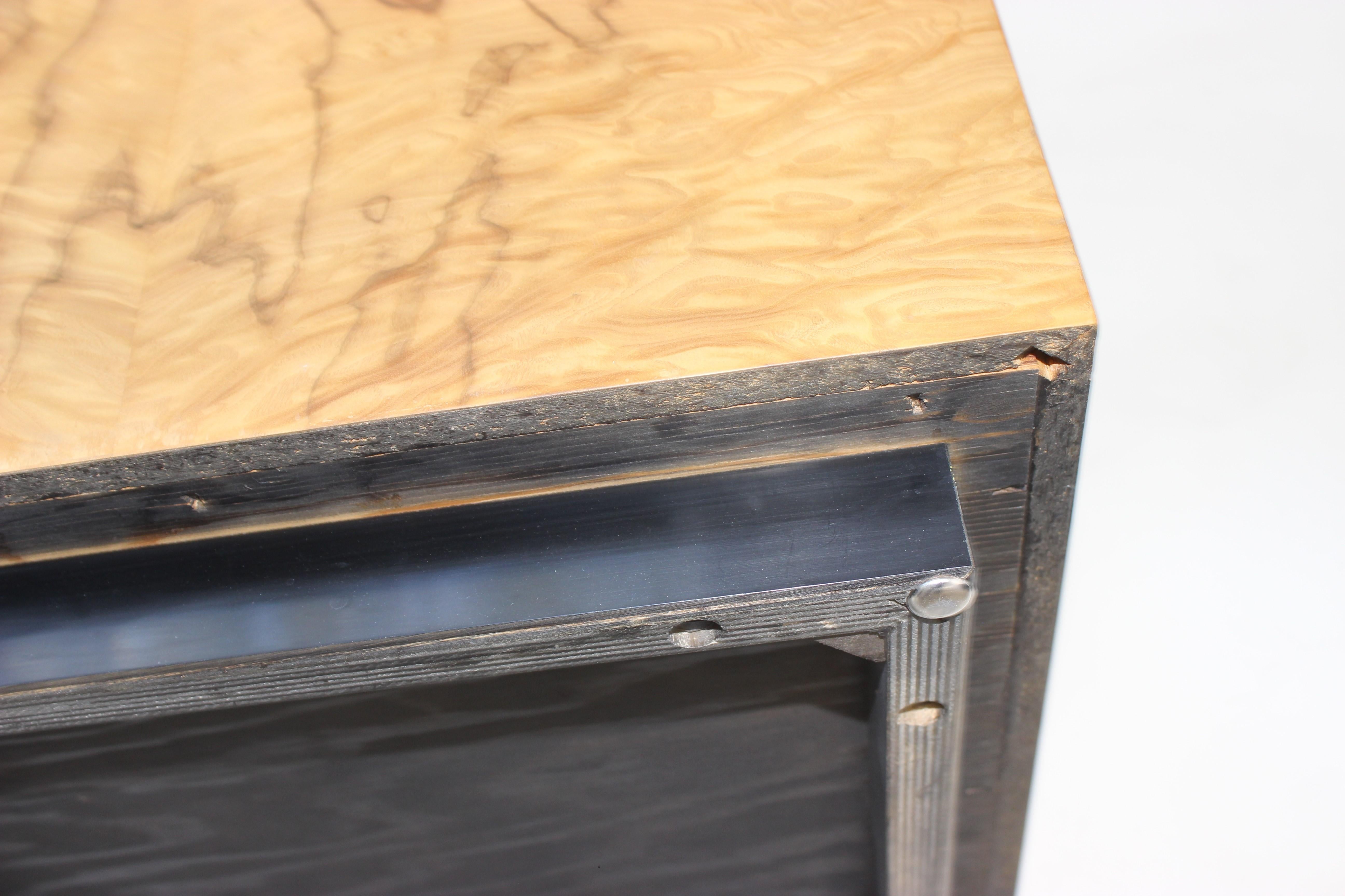 American Milo Baughman Burl Olive Wood Cube Side Table or Low Pedestal