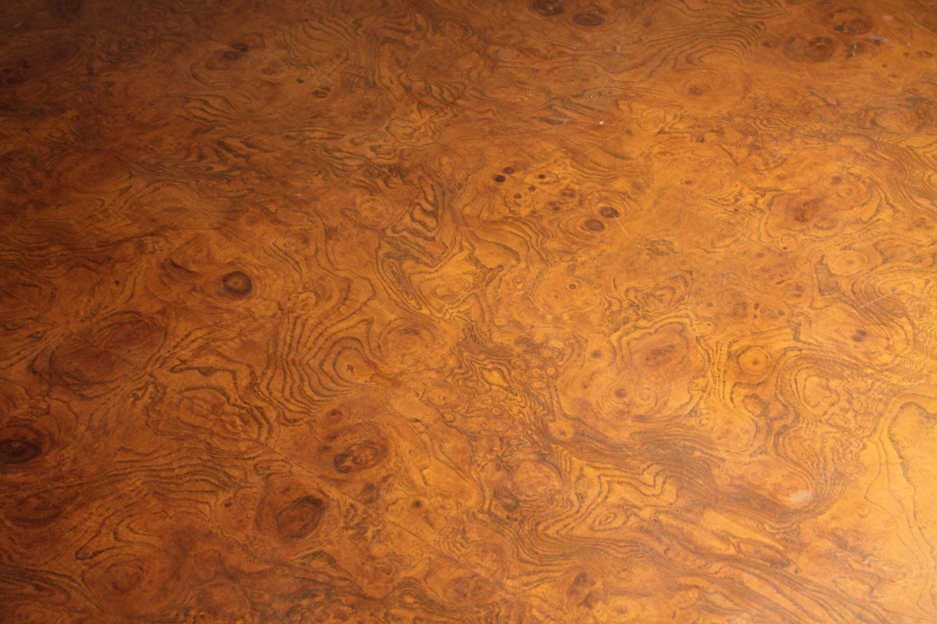 Mid-Century Modern Milo Baughman Burl Olivewood Parsons Coffee Table For Sale