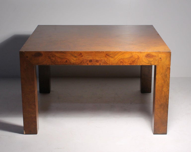 20th Century Milo Baughman Burl Olivewood Parsons Coffee Table For Sale
